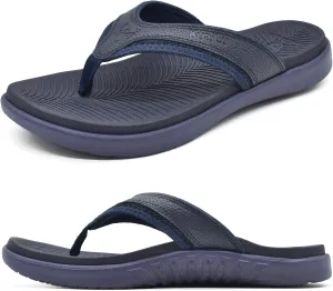 KuaiLu Mens Sport Flip Flops Comfort Orthotic Thong Sandals with Plantar Fasciitis Arch Support Outdoor Summer Beach Size 7~15
