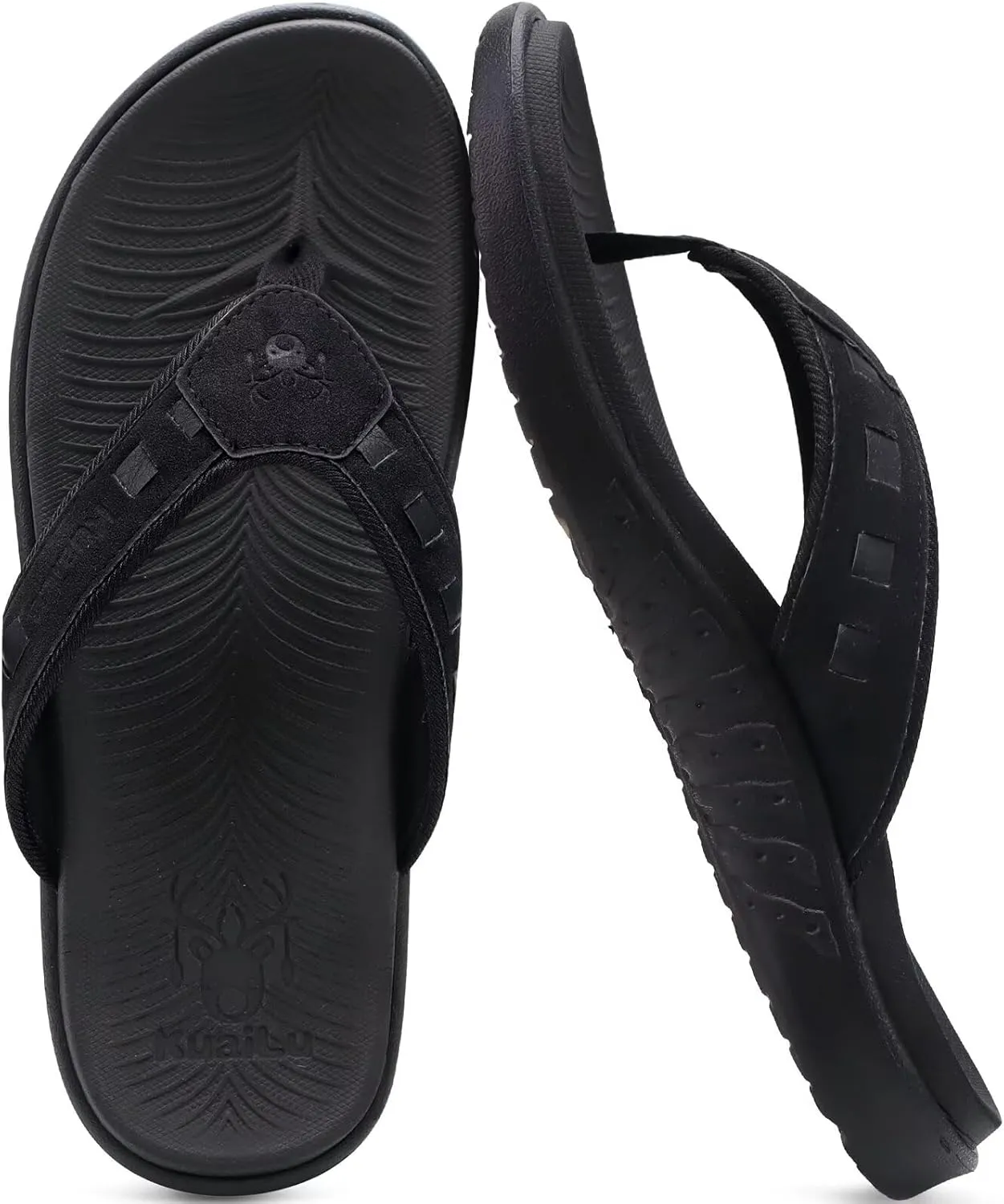 KuaiLu Mens Sport Flip Flops Comfort Orthotic Thong Sandals with Plantar Fasciitis Arch Support Outdoor Summer Beach Size 7~15
