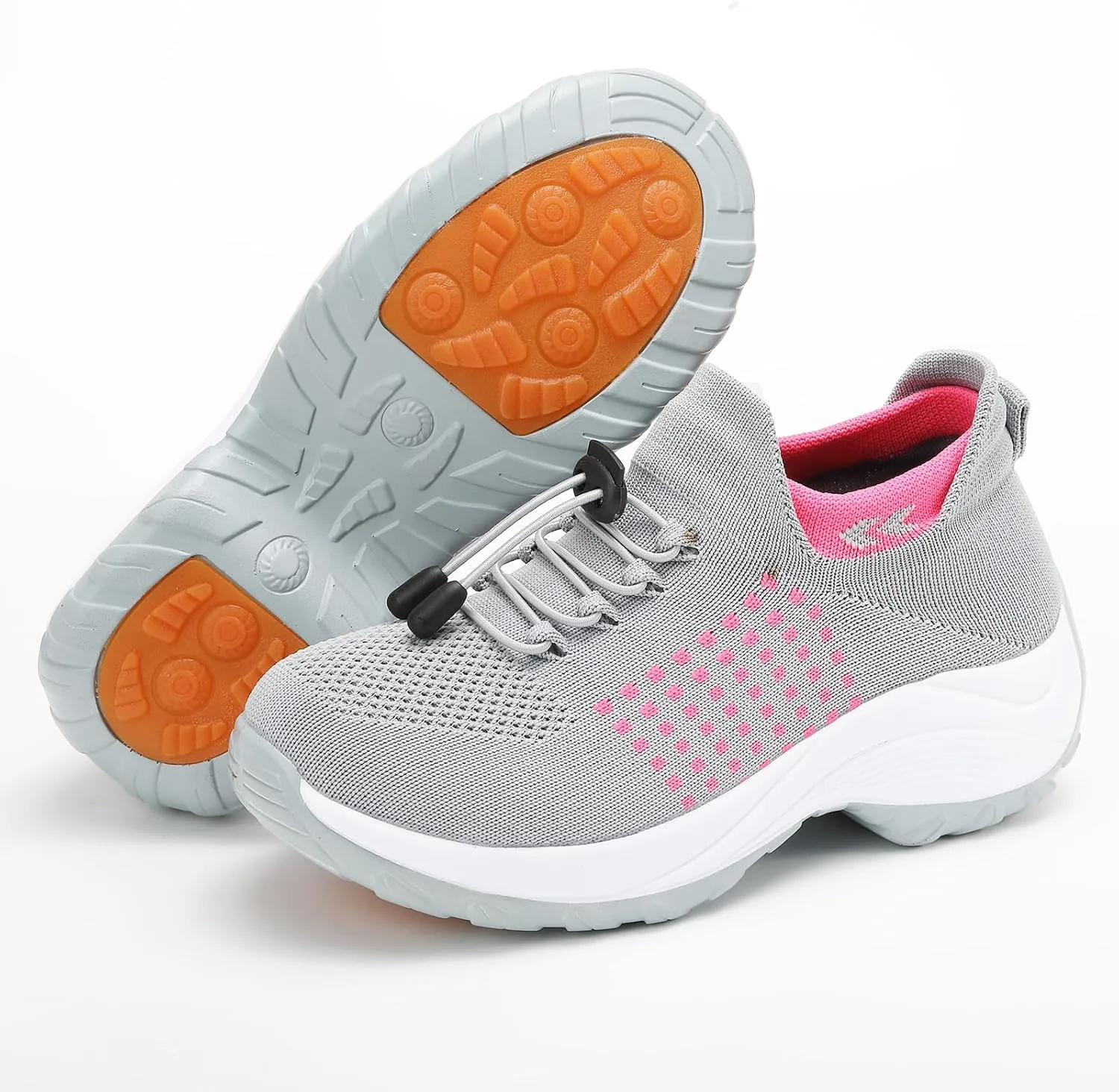 Kubbon Women Footwear Non Slip Slip on Sock Sneakers Arch Support Walking Shoes Lightweight Mesh Sneakers Antiskid Wedge Running Footwear for Plantar Fasciitis
