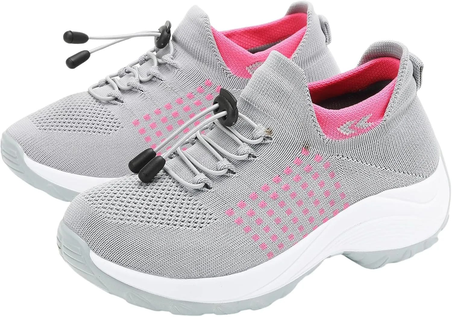 Kubbon Women Footwear Non Slip Slip on Sock Sneakers Arch Support Walking Shoes Lightweight Mesh Sneakers Antiskid Wedge Running Footwear for Plantar Fasciitis