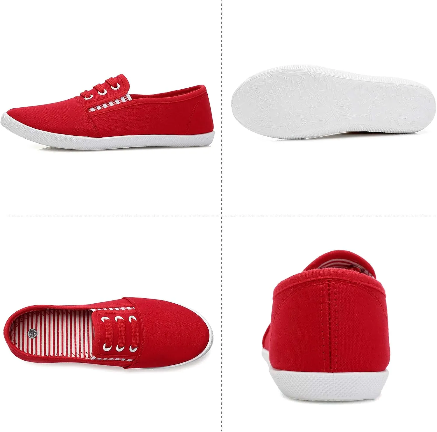 kufeiti Women's Canvas Slip On Shoes Sneakers for Women Fashion Comfortable White Black Elastic Sneakers for Women