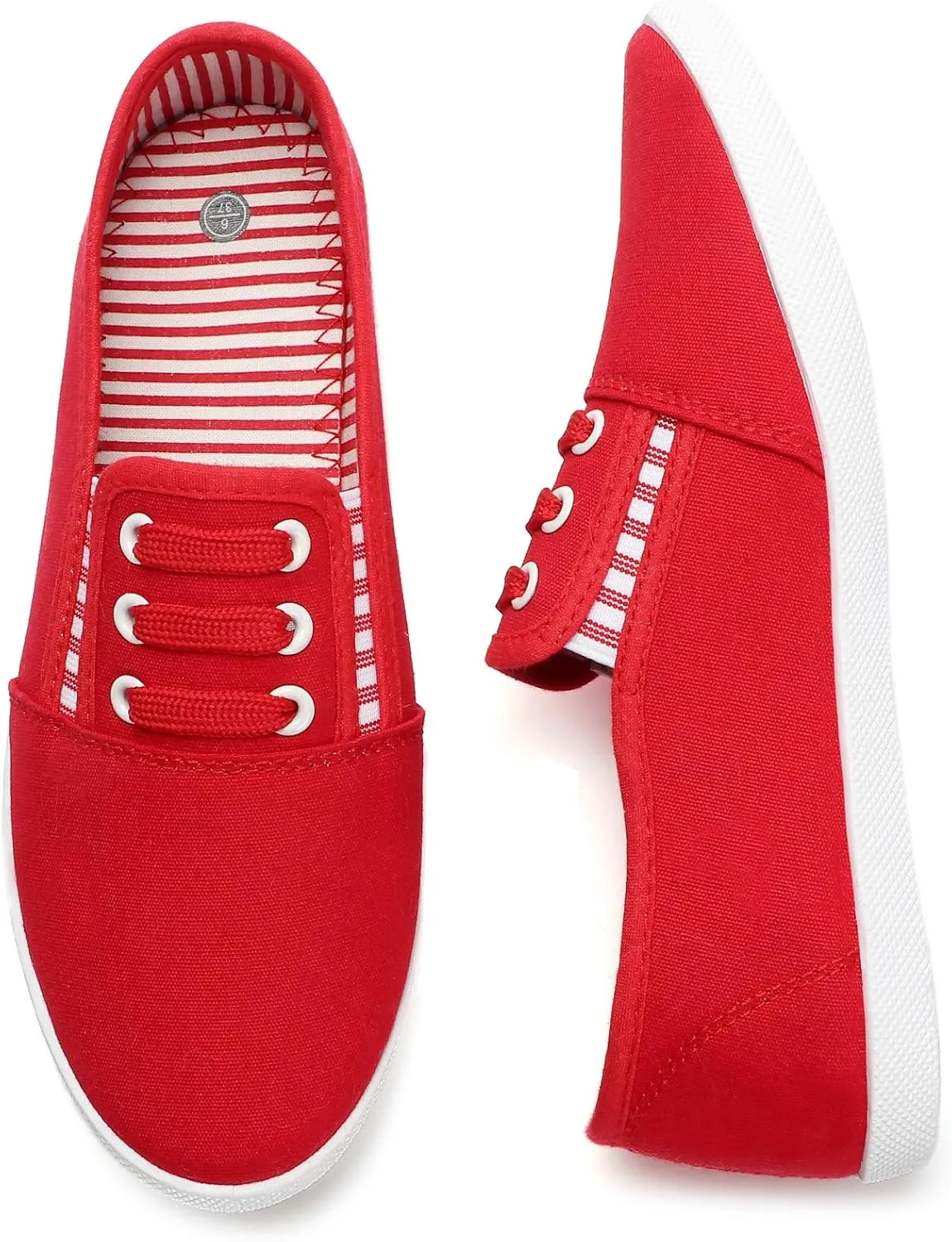 kufeiti Women's Canvas Slip On Shoes Sneakers for Women Fashion Comfortable White Black Elastic Sneakers for Women