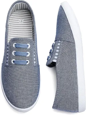 kufeiti Women's Canvas Slip On Shoes Sneakers for Women Fashion Comfortable White Black Elastic Sneakers for Women