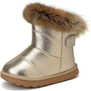 KVbabby Toddler boots Kids Snow Boots Girl's Warm Winter Boots Waterproof Boot PU Leather Non-slip