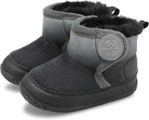 L-RUN Baby Boots for Infant Toddler Boys Girls Ankle Warm Suede Plush Lining House Slippers Little Kids Winter Shoes for Indoor Outdoor Walking