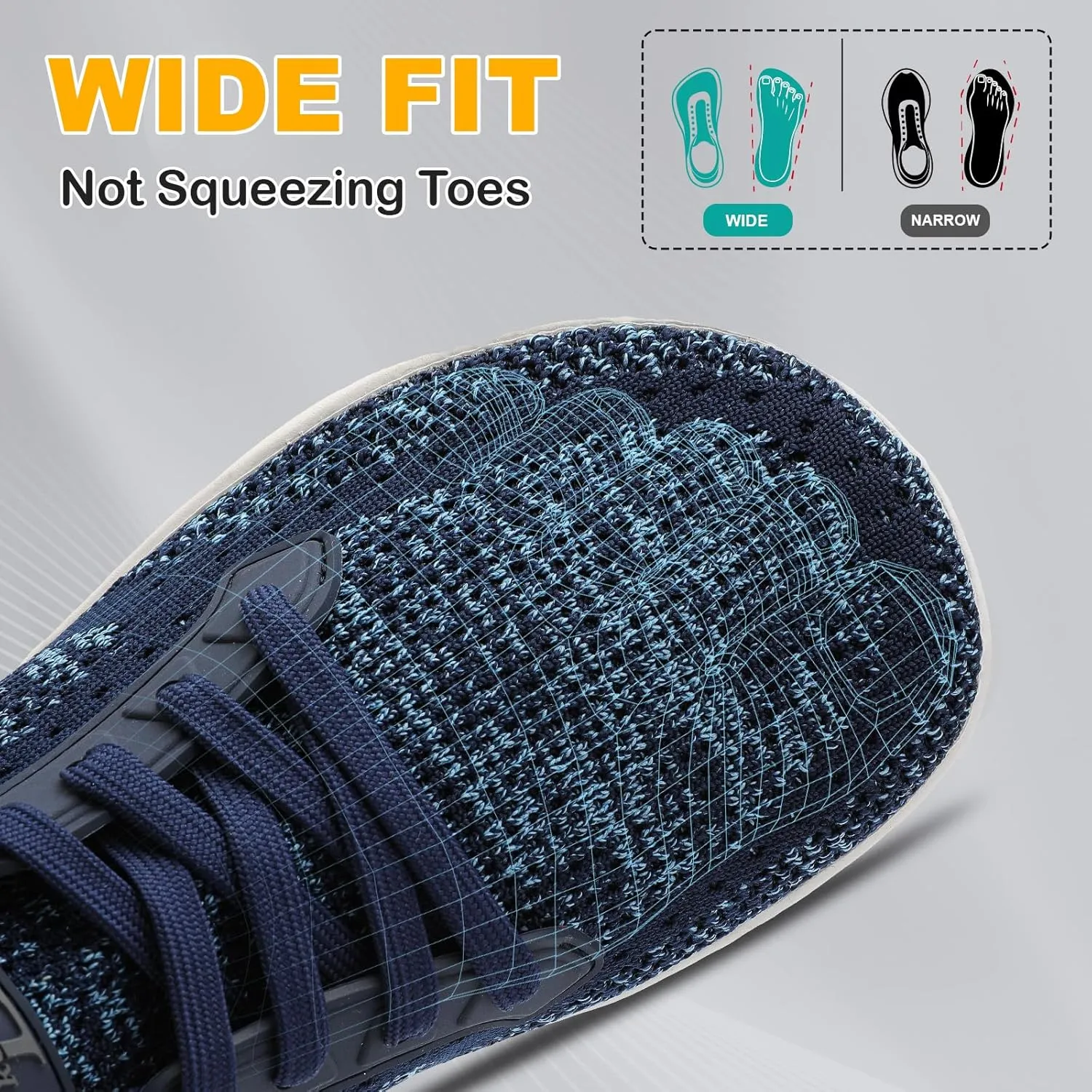L-RUN Mens Walking Shoes Wide Toe Barefoot Shoes Minimalist Men's Casual Dress Shoes Breathable Zero Drop Fashion Sneakers
