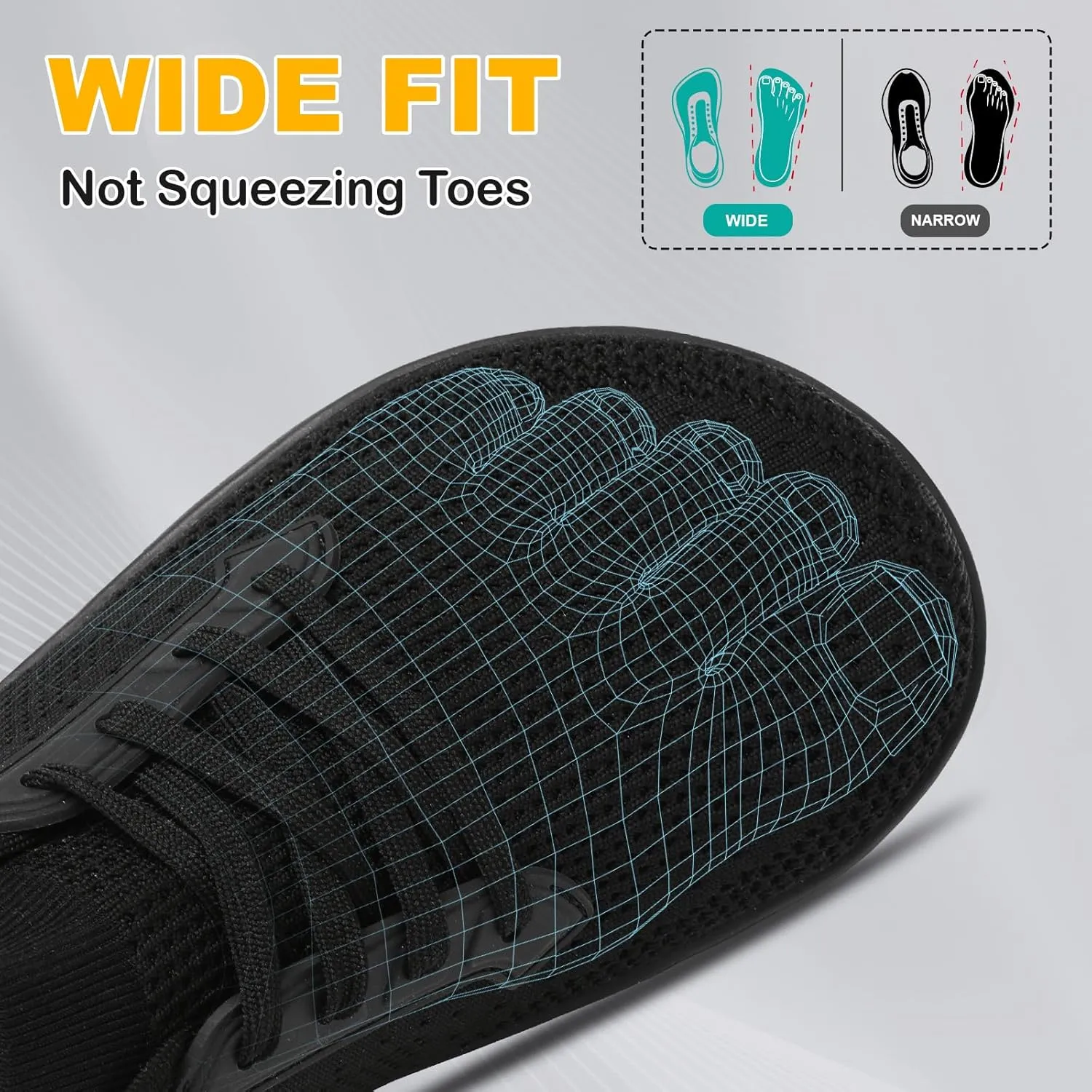 L-RUN Mens Walking Shoes Wide Toe Barefoot Shoes Minimalist Men's Casual Dress Shoes Breathable Zero Drop Fashion Sneakers