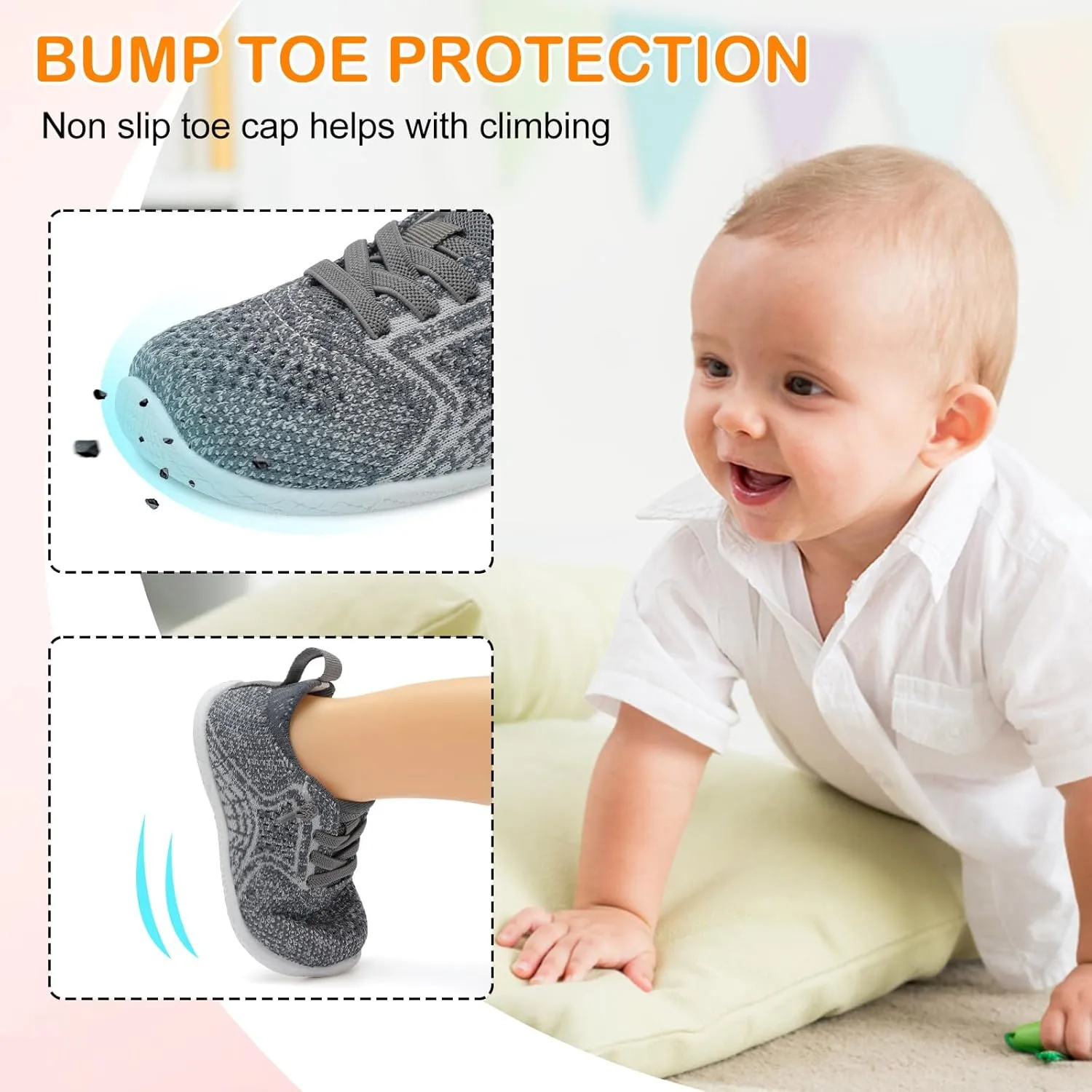 L-RUN Toddler Boys Girls Tennis Shoes Breathable Comfortable Barefoot Wide Summer School Walking Sneakers Baby First Walking Shoes