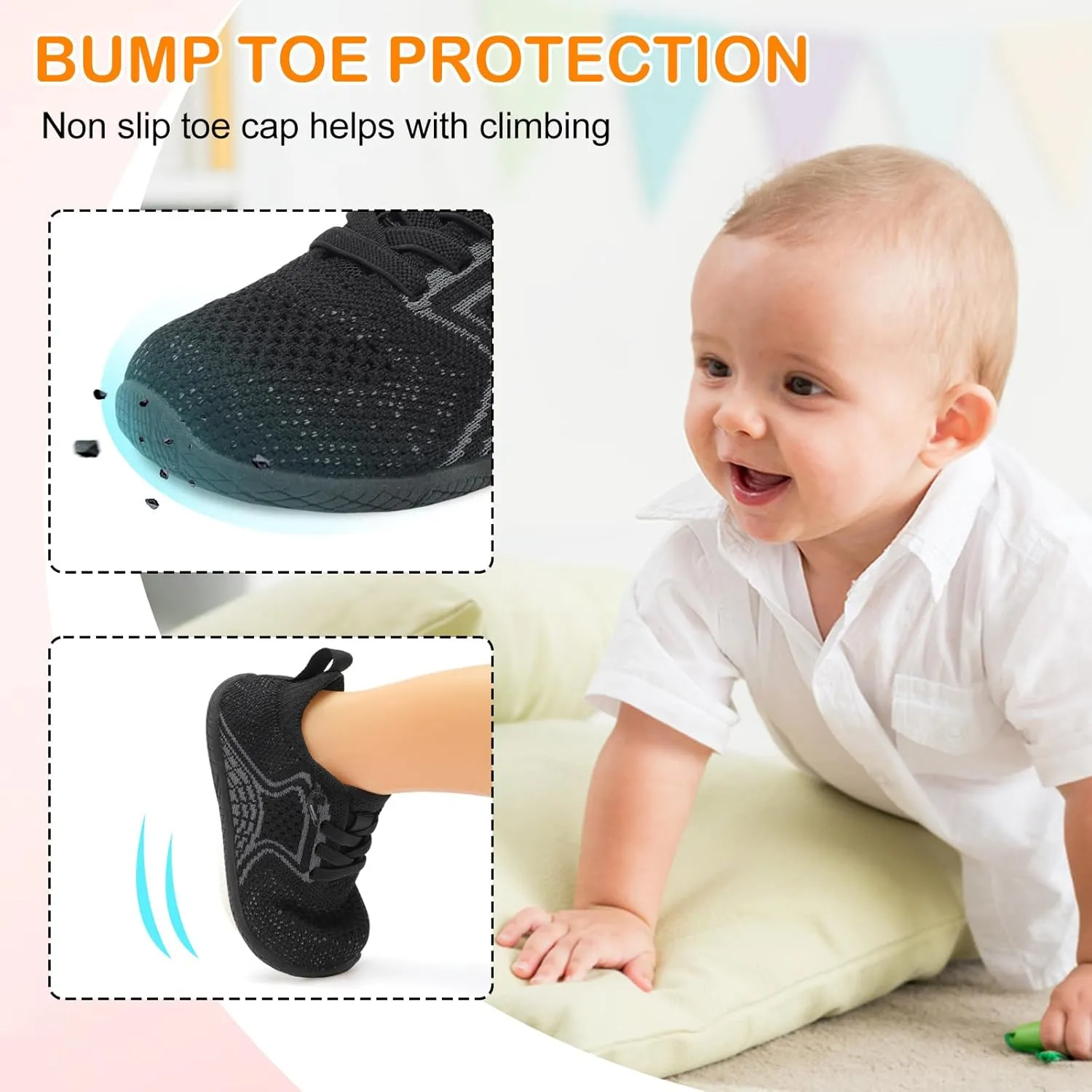 L-RUN Toddler Boys Girls Tennis Shoes Breathable Comfortable Barefoot Wide Summer School Walking Sneakers Baby First Walking Shoes