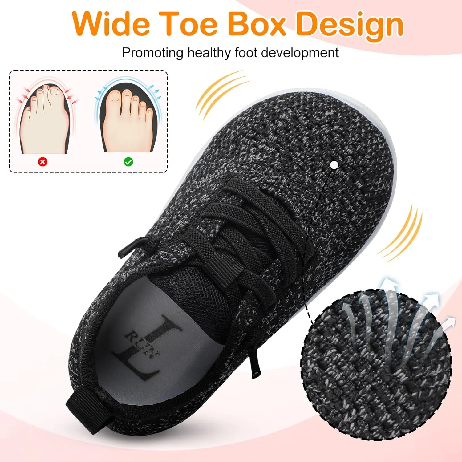 L-RUN Toddler Boys Girls Tennis Shoes Breathable Comfortable Barefoot Wide Summer School Walking Sneakers Baby First Walking Shoes
