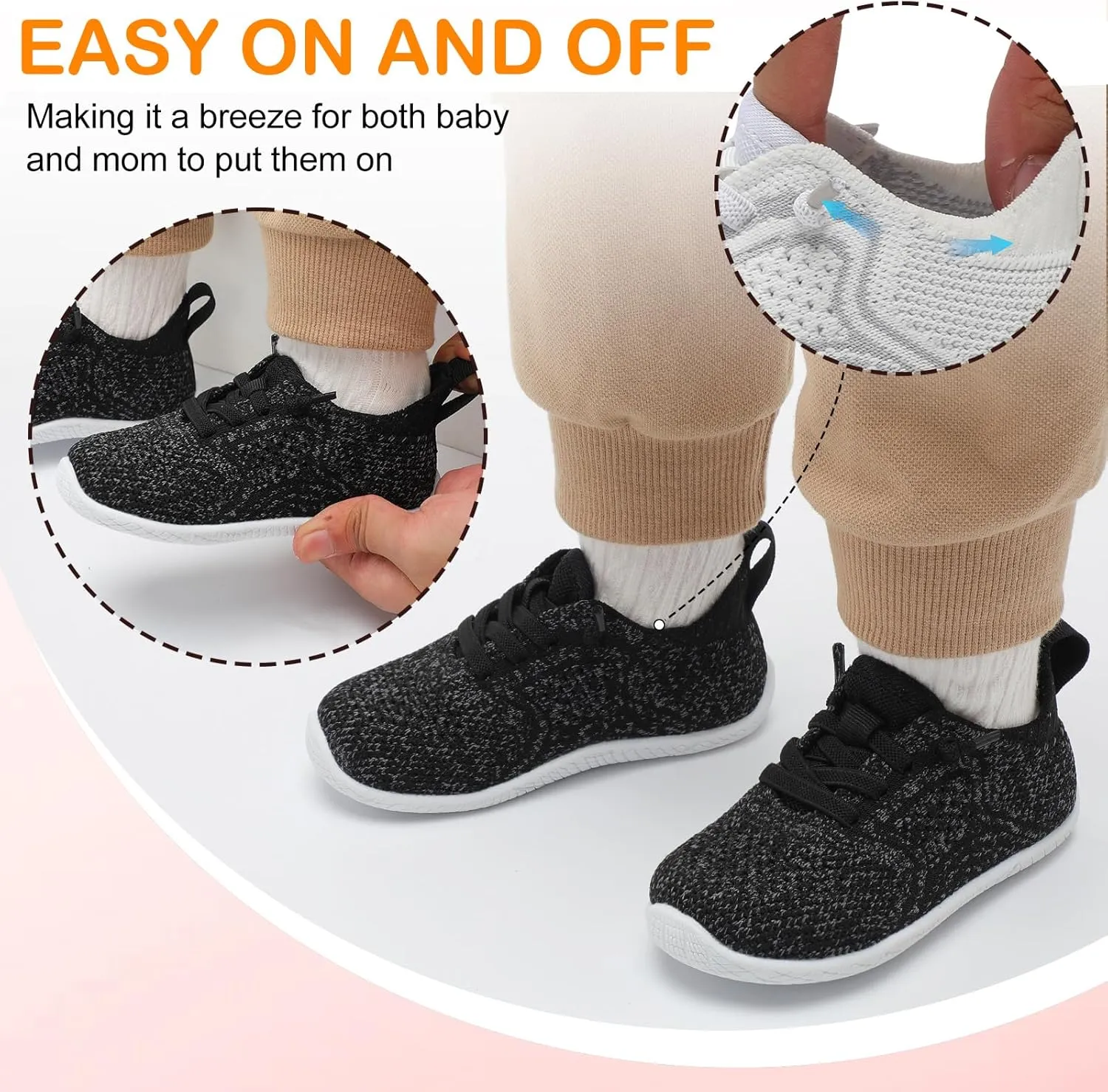 L-RUN Toddler Boys Girls Tennis Shoes Breathable Comfortable Barefoot Wide Summer School Walking Sneakers Baby First Walking Shoes