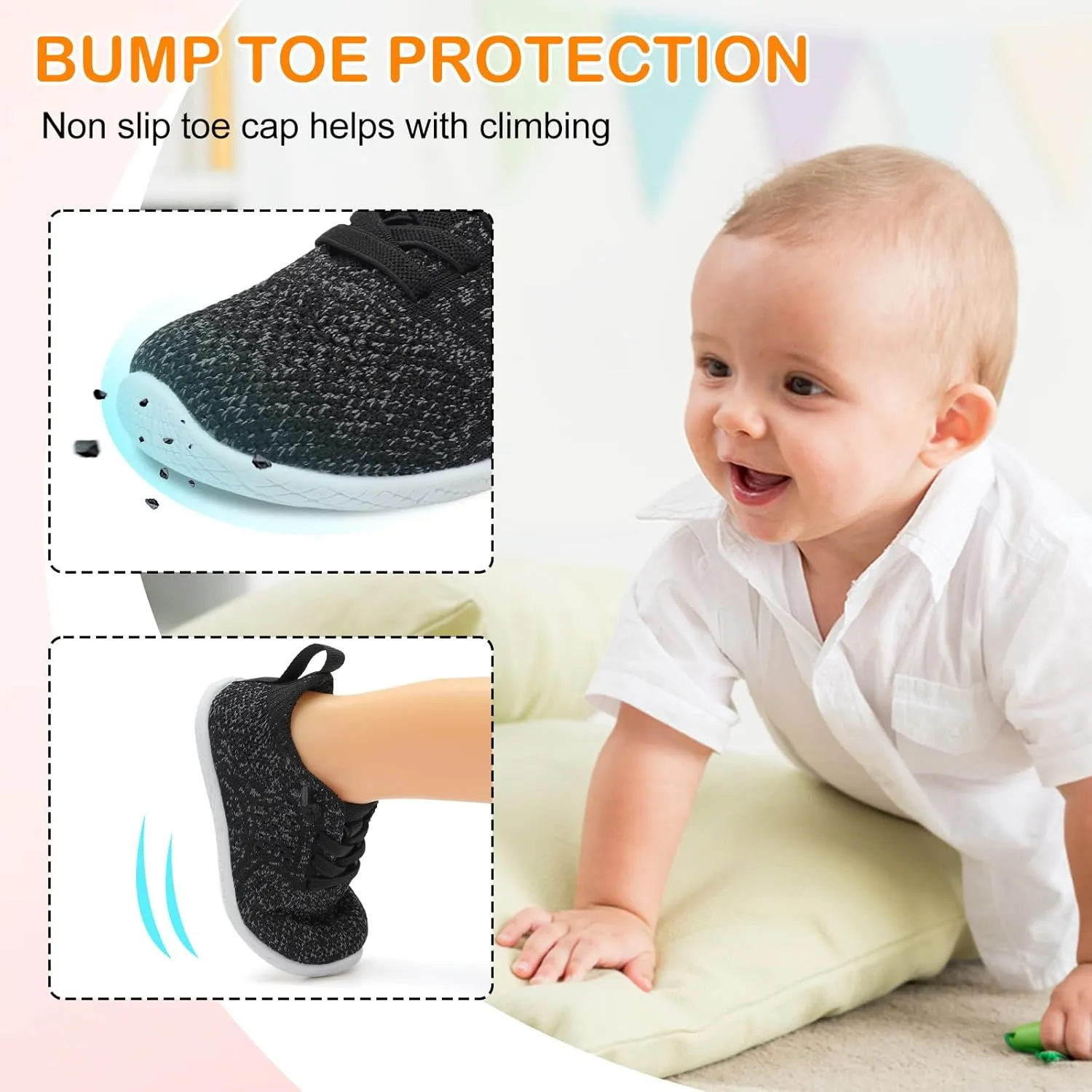 L-RUN Toddler Boys Girls Tennis Shoes Breathable Comfortable Barefoot Wide Summer School Walking Sneakers Baby First Walking Shoes