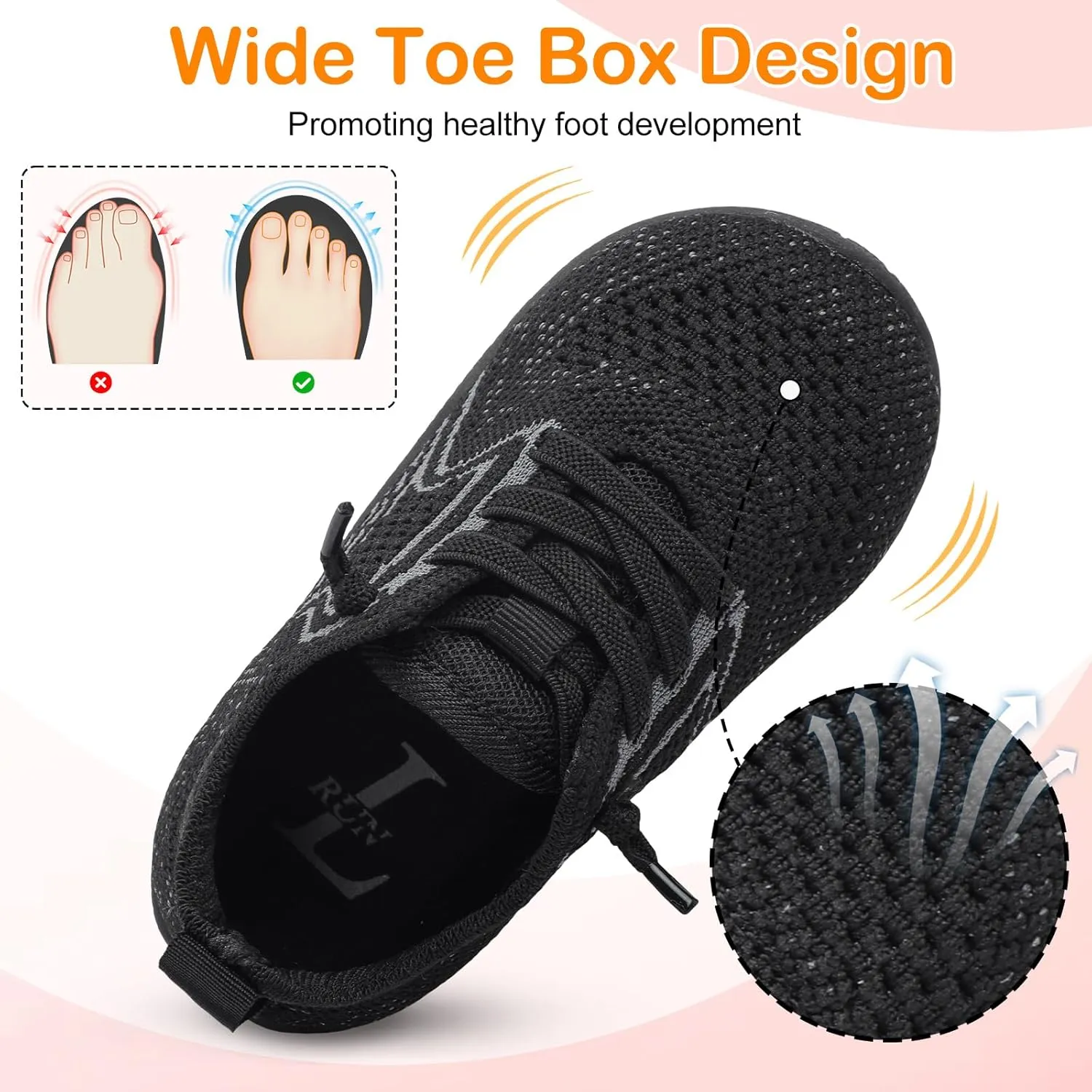 L-RUN Toddler Boys Girls Tennis Shoes Breathable Comfortable Barefoot Wide Summer School Walking Sneakers Baby First Walking Shoes