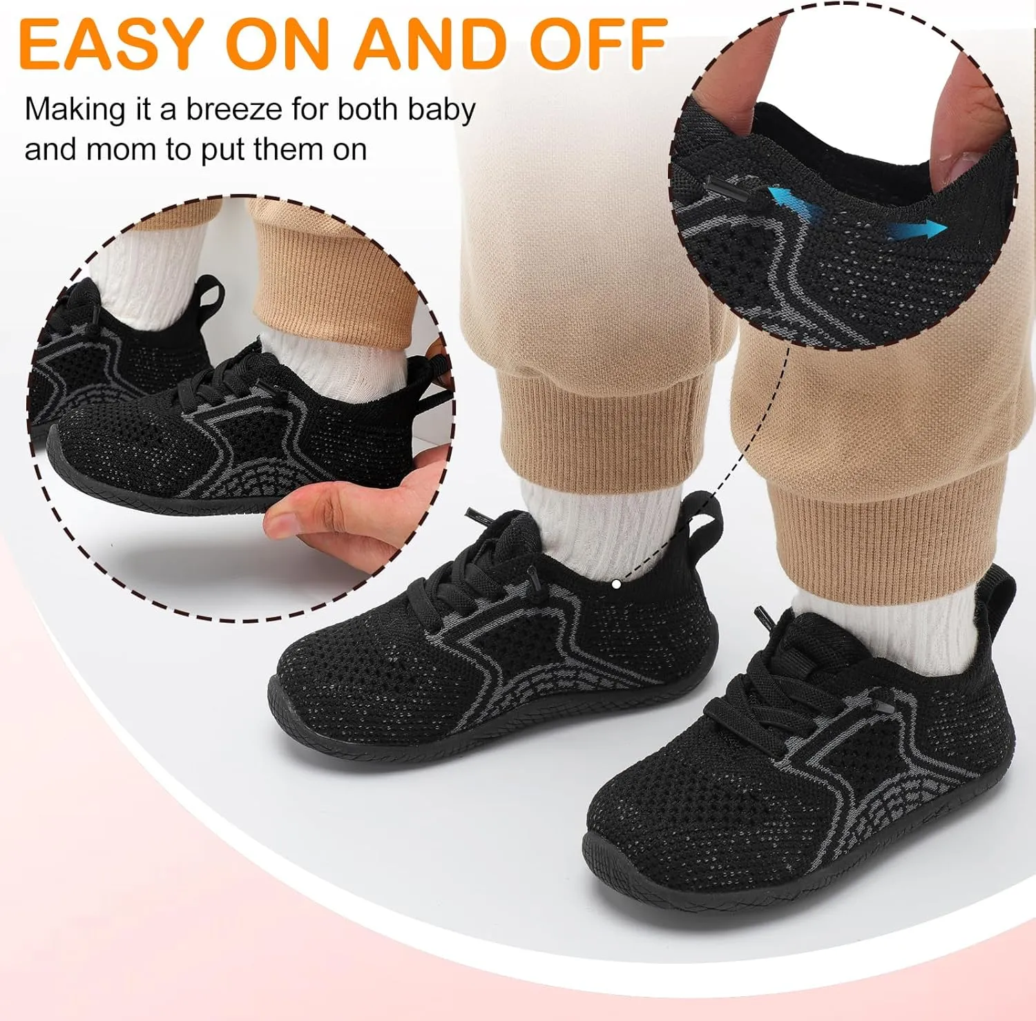 L-RUN Toddler Boys Girls Tennis Shoes Breathable Comfortable Barefoot Wide Summer School Walking Sneakers Baby First Walking Shoes