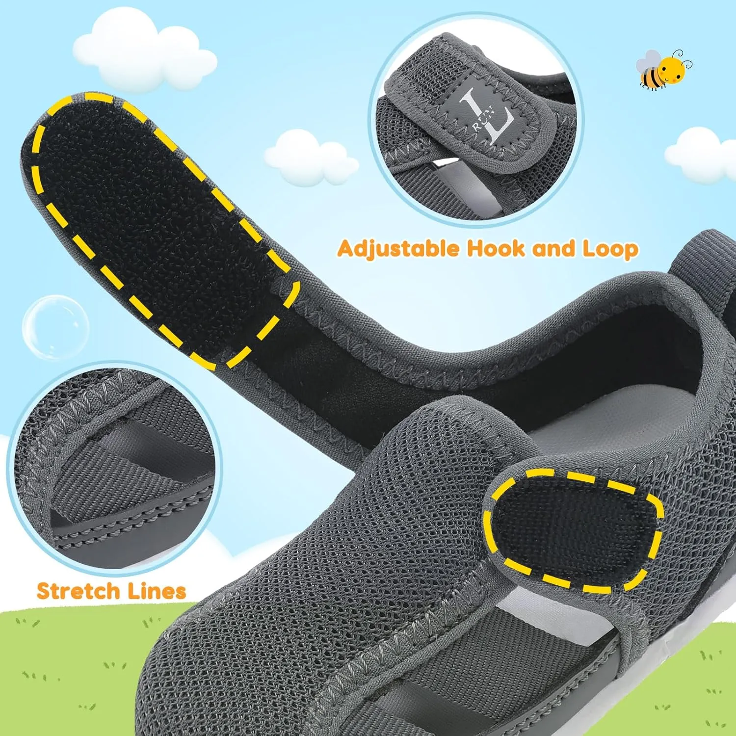 L-RUN Toddler Shoes Barefoot Kids Sneakers Wide Minimalist Boys Girls Summer Footwear for Indoor Outdoor Walking Running