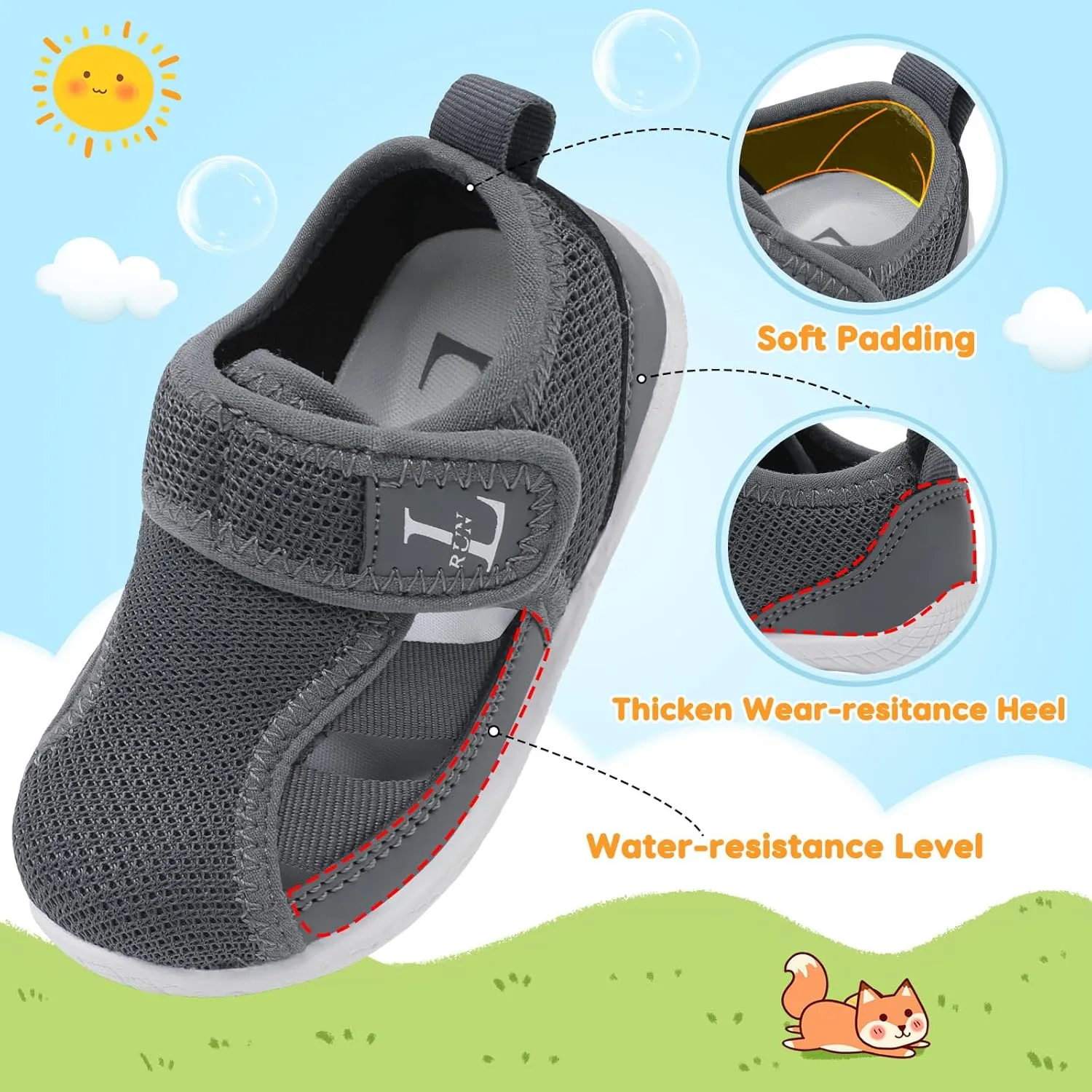 L-RUN Toddler Shoes Barefoot Kids Sneakers Wide Minimalist Boys Girls Summer Footwear for Indoor Outdoor Walking Running
