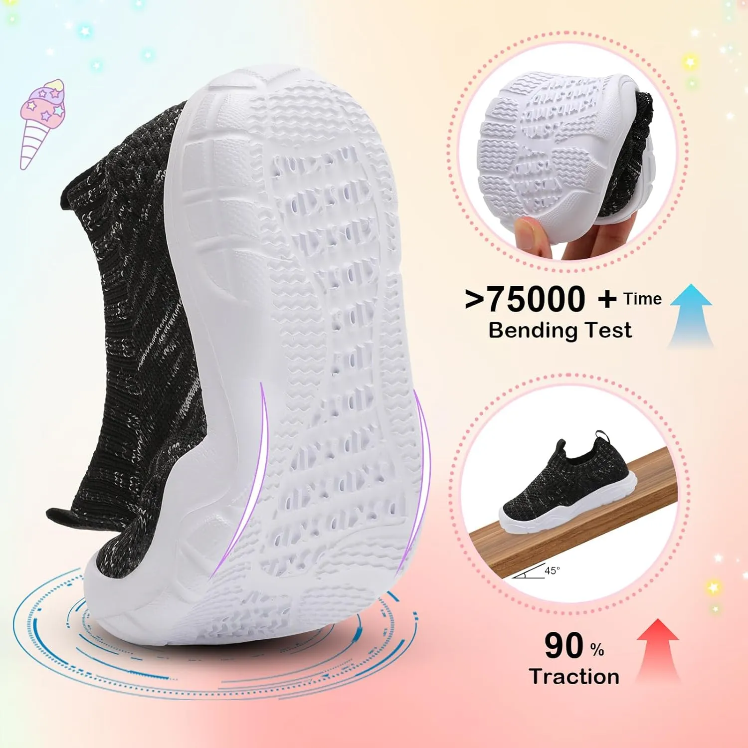 L-RUN Toddler Shoes Barefoot Kids Sneakers Wide Toe Box Boys Girls Tennis Shoes Lightweight Baby Walking Shoes Slip on Shoes