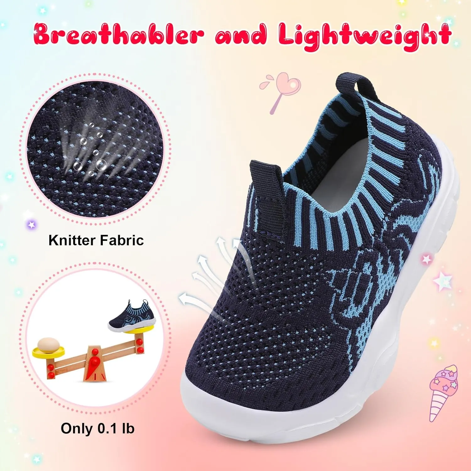 L-RUN Toddler Shoes Barefoot Kids Sneakers Wide Toe Box Boys Girls Tennis Shoes Lightweight Baby Walking Shoes Slip on Shoes
