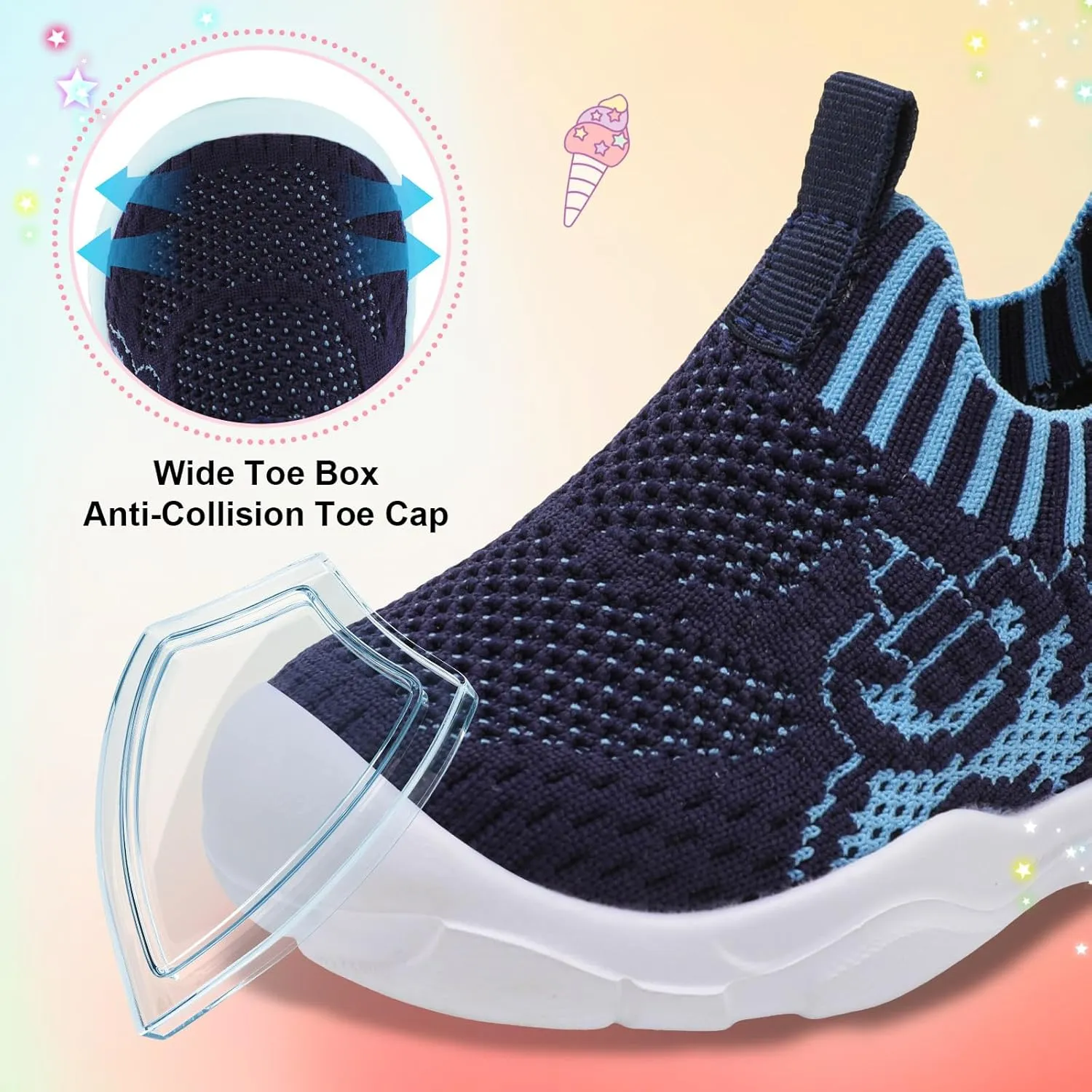 L-RUN Toddler Shoes Barefoot Kids Sneakers Wide Toe Box Boys Girls Tennis Shoes Lightweight Baby Walking Shoes Slip on Shoes