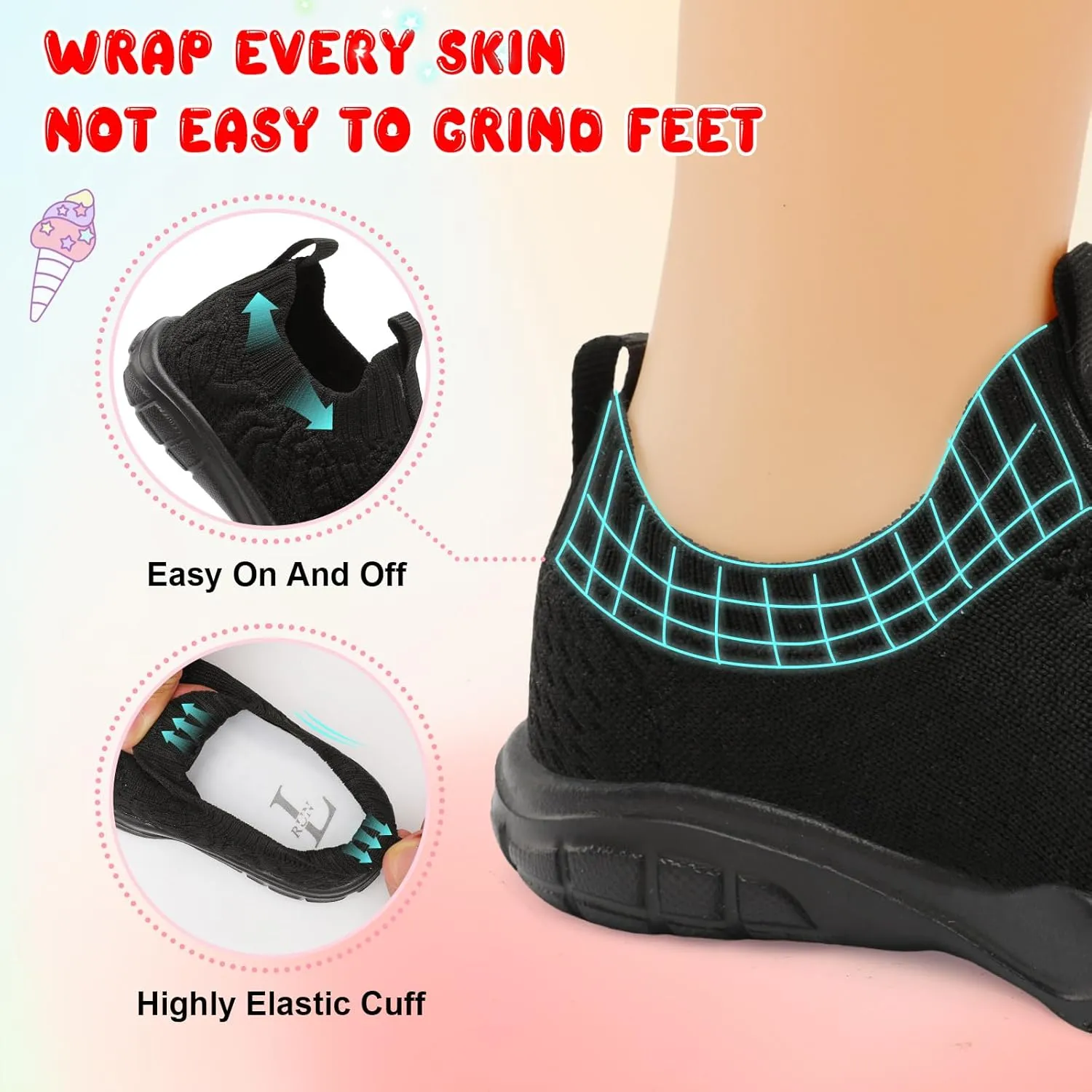 L-RUN Toddler Shoes Barefoot Kids Sneakers Wide Toe Box Boys Girls Tennis Shoes Lightweight Baby Walking Shoes Slip on Shoes