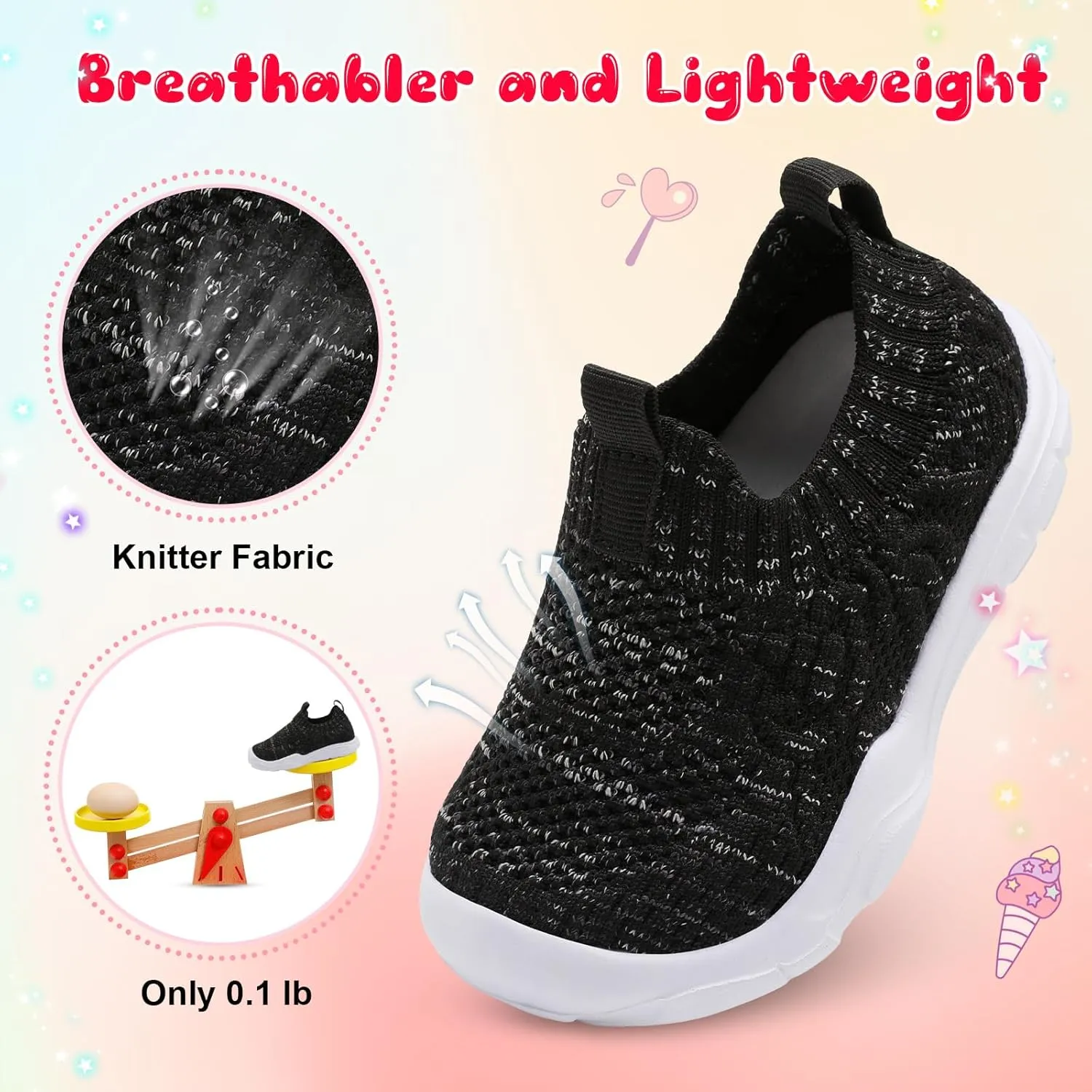 L-RUN Toddler Shoes Barefoot Kids Sneakers Wide Toe Box Boys Girls Tennis Shoes Lightweight Baby Walking Shoes Slip on Shoes
