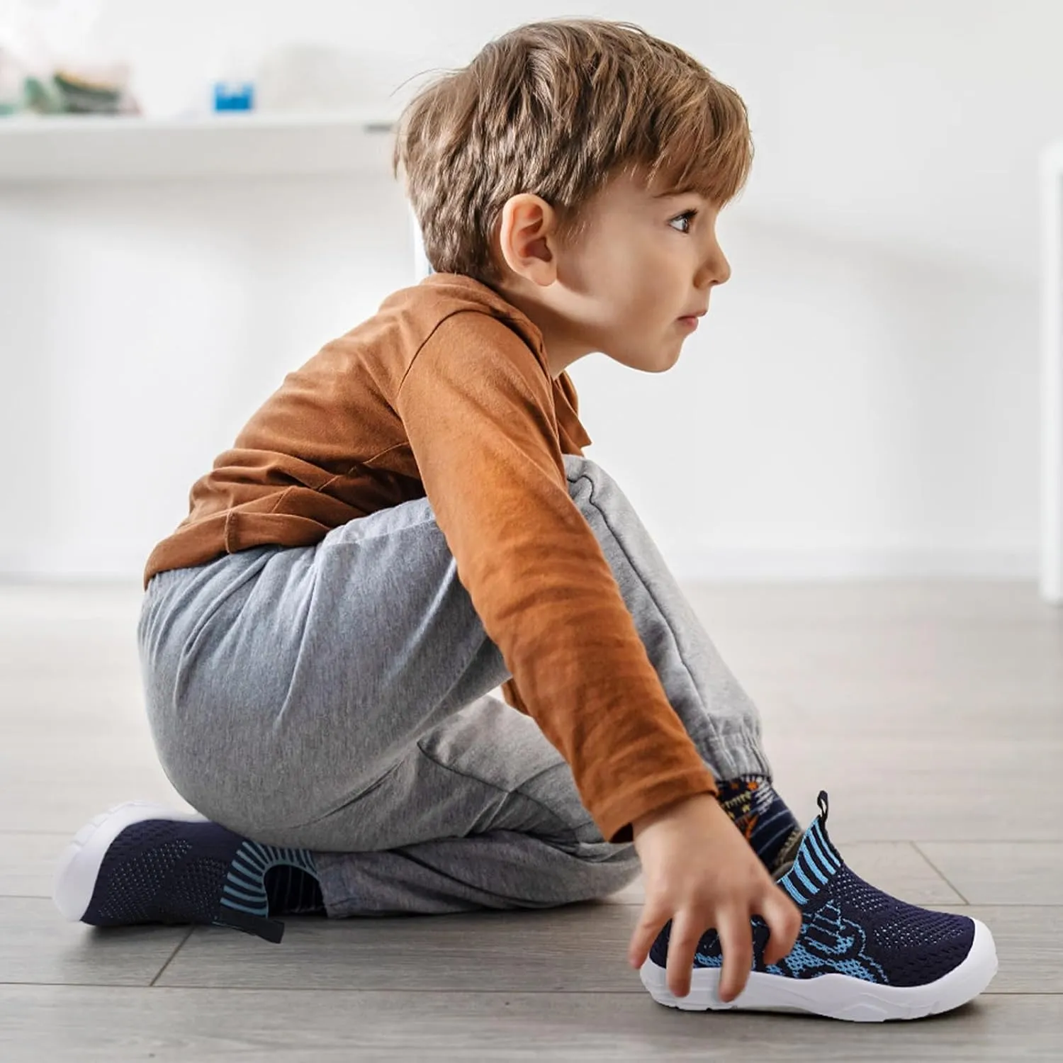 L-RUN Toddler Shoes Barefoot Kids Sneakers Wide Toe Box Boys Girls Tennis Shoes Lightweight Baby Walking Shoes Slip on Shoes