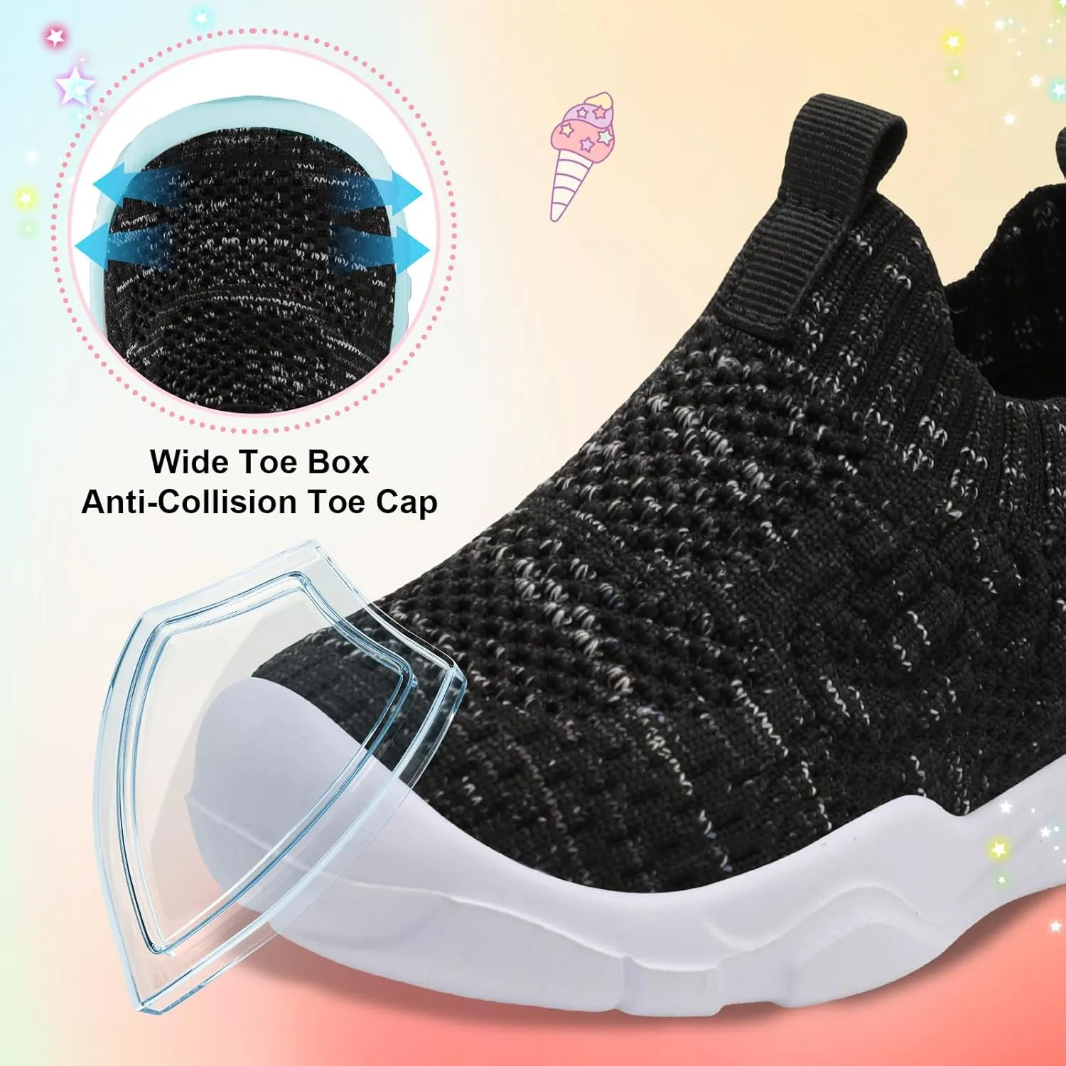 L-RUN Toddler Shoes Barefoot Kids Sneakers Wide Toe Box Boys Girls Tennis Shoes Lightweight Baby Walking Shoes Slip on Shoes