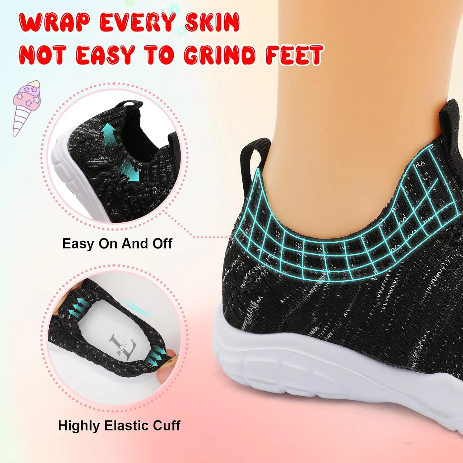 L-RUN Toddler Shoes Barefoot Kids Sneakers Wide Toe Box Boys Girls Tennis Shoes Lightweight Baby Walking Shoes Slip on Shoes