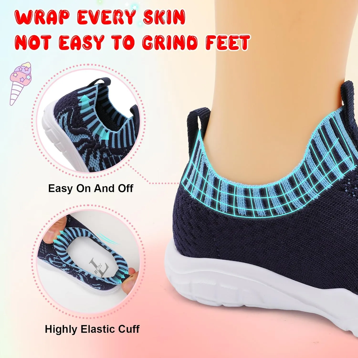 L-RUN Toddler Shoes Barefoot Kids Sneakers Wide Toe Box Boys Girls Tennis Shoes Lightweight Baby Walking Shoes Slip on Shoes