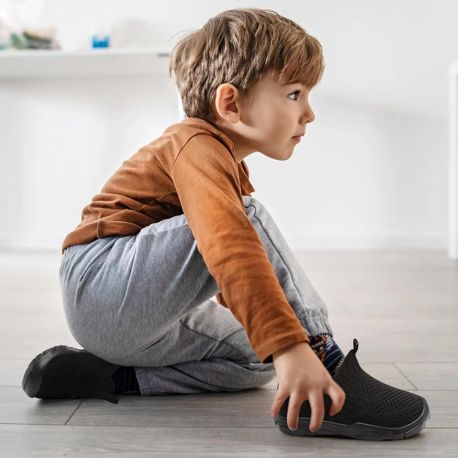 L-RUN Toddler Shoes Barefoot Kids Sneakers Wide Toe Box Boys Girls Tennis Shoes Lightweight Baby Walking Shoes Slip on Shoes