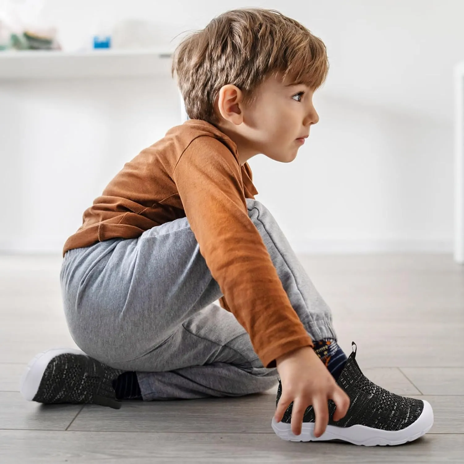 L-RUN Toddler Shoes Barefoot Kids Sneakers Wide Toe Box Boys Girls Tennis Shoes Lightweight Baby Walking Shoes Slip on Shoes