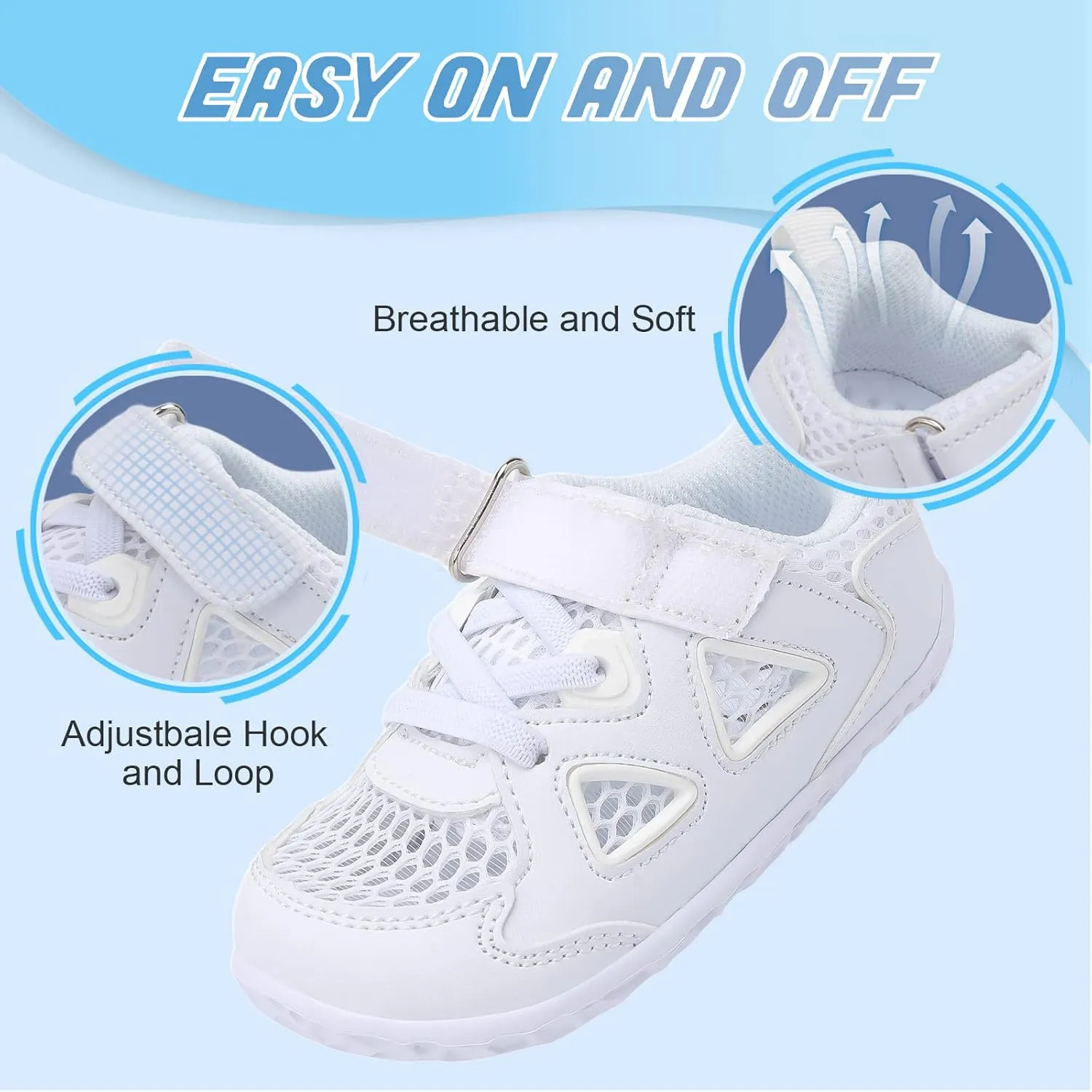 L-RUN Toddler Sneakers Boys Girls Barefoot Summer Walking Shoes Toddler Boy Tennis Shoes Mesh Lightweight