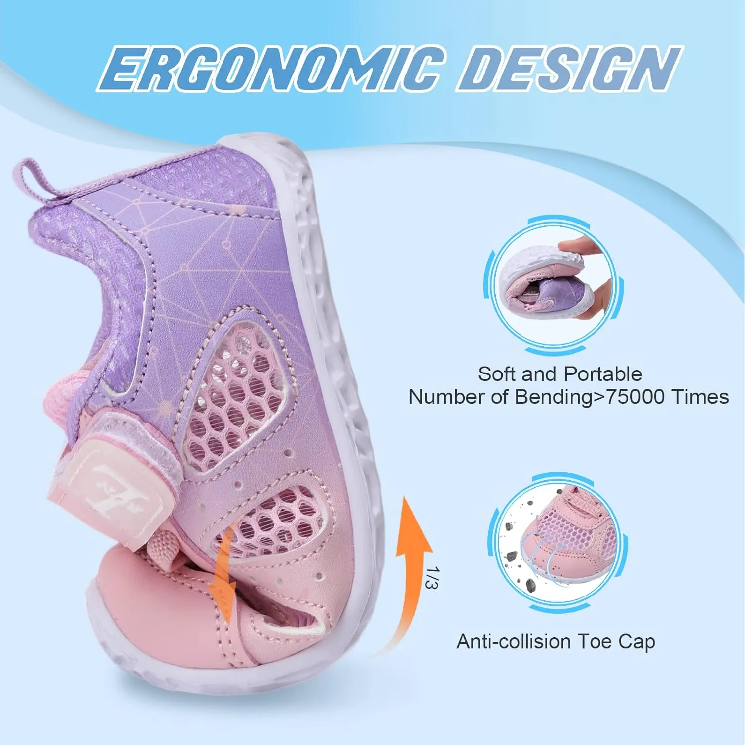 L-RUN Toddler Sneakers Boys Girls Barefoot Summer Walking Shoes Toddler Boy Tennis Shoes Mesh Lightweight