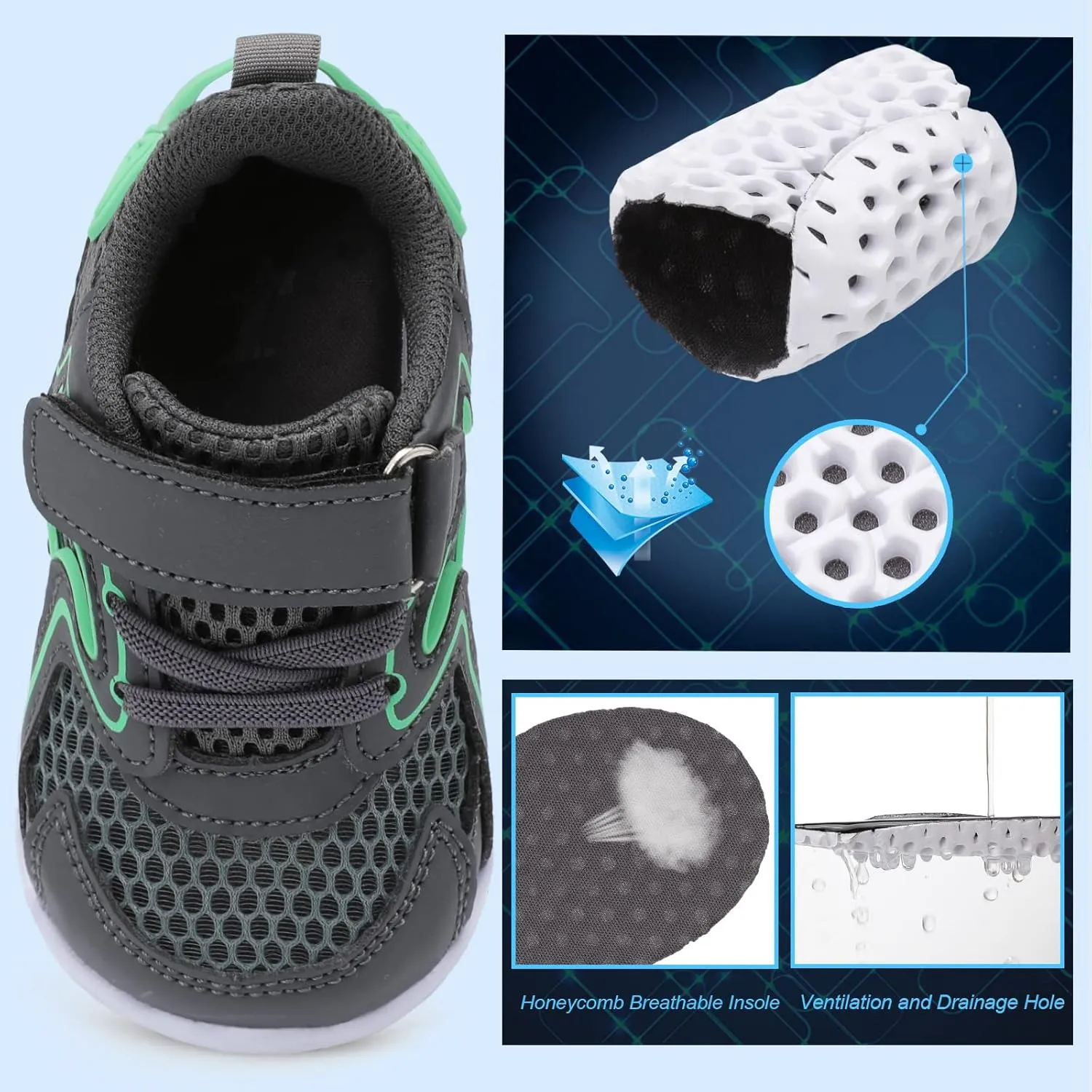 L-RUN Toddler Sneakers Boys Girls Barefoot Summer Walking Shoes Toddler Boy Tennis Shoes Mesh Lightweight