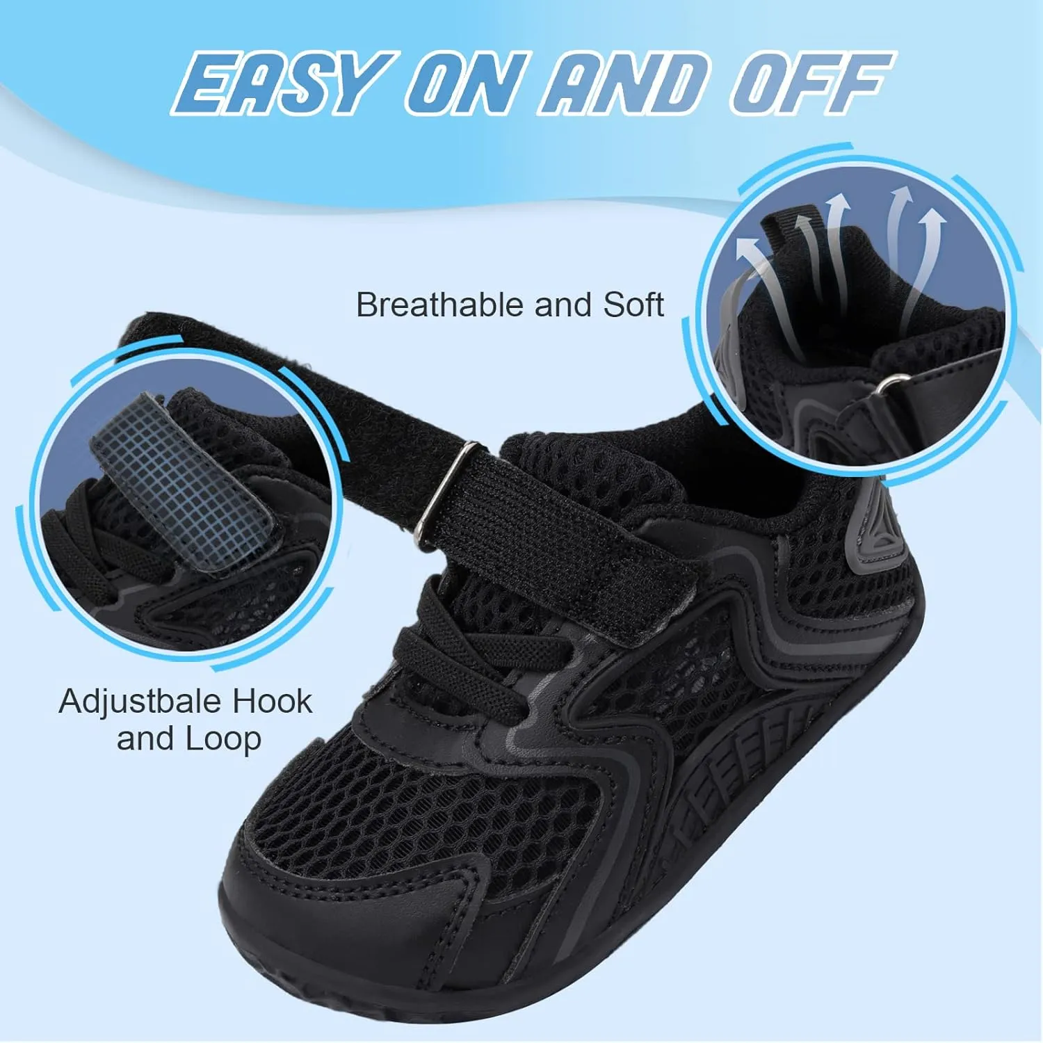 L-RUN Toddler Sneakers Boys Girls Barefoot Summer Walking Shoes Toddler Boy Tennis Shoes Mesh Lightweight