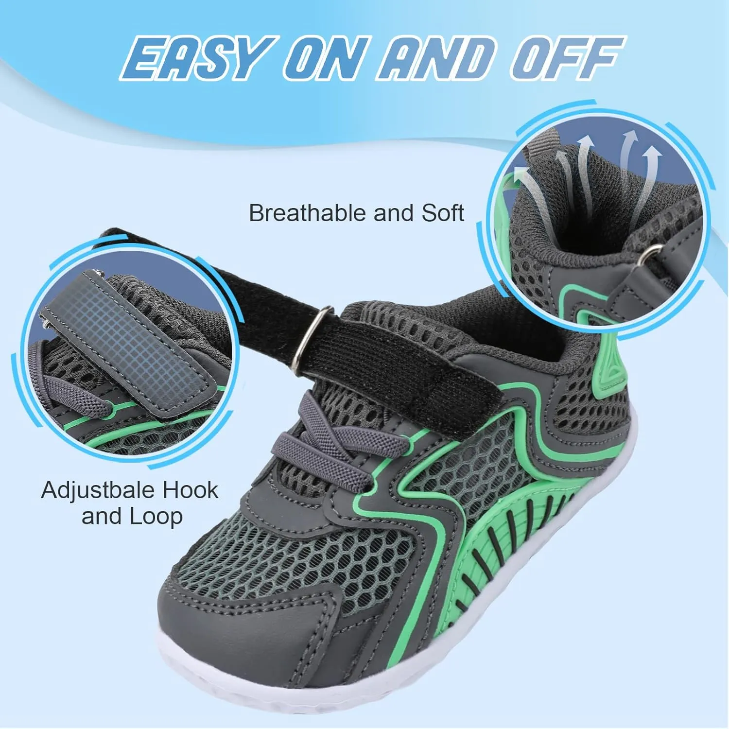 L-RUN Toddler Sneakers Boys Girls Barefoot Summer Walking Shoes Toddler Boy Tennis Shoes Mesh Lightweight