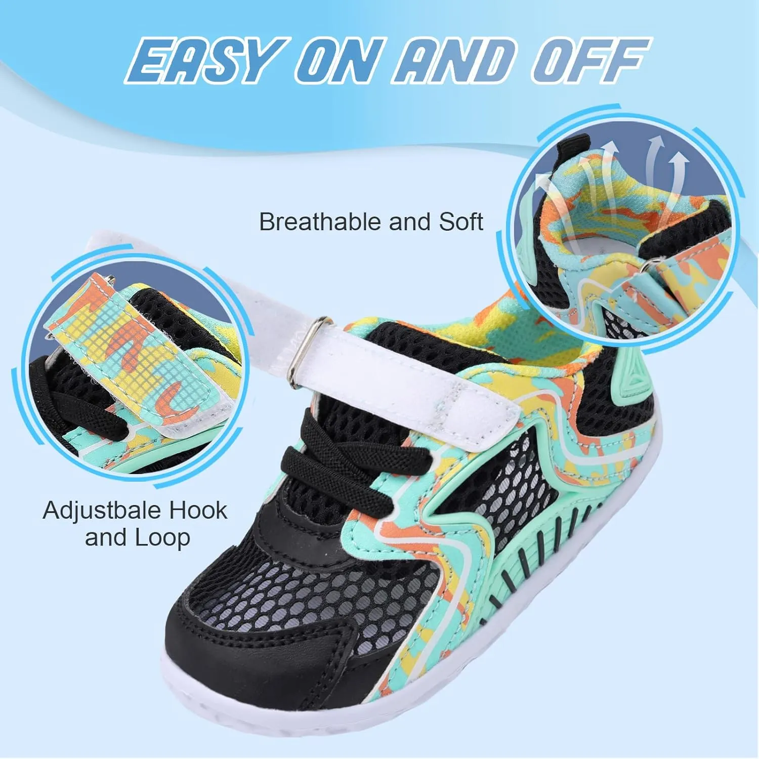 L-RUN Toddler Sneakers Boys Girls Barefoot Summer Walking Shoes Toddler Boy Tennis Shoes Mesh Lightweight