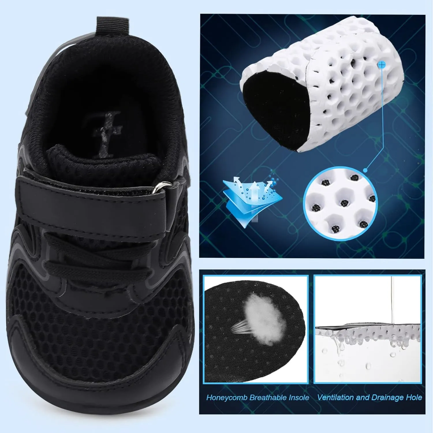 L-RUN Toddler Sneakers Boys Girls Barefoot Summer Walking Shoes Toddler Boy Tennis Shoes Mesh Lightweight