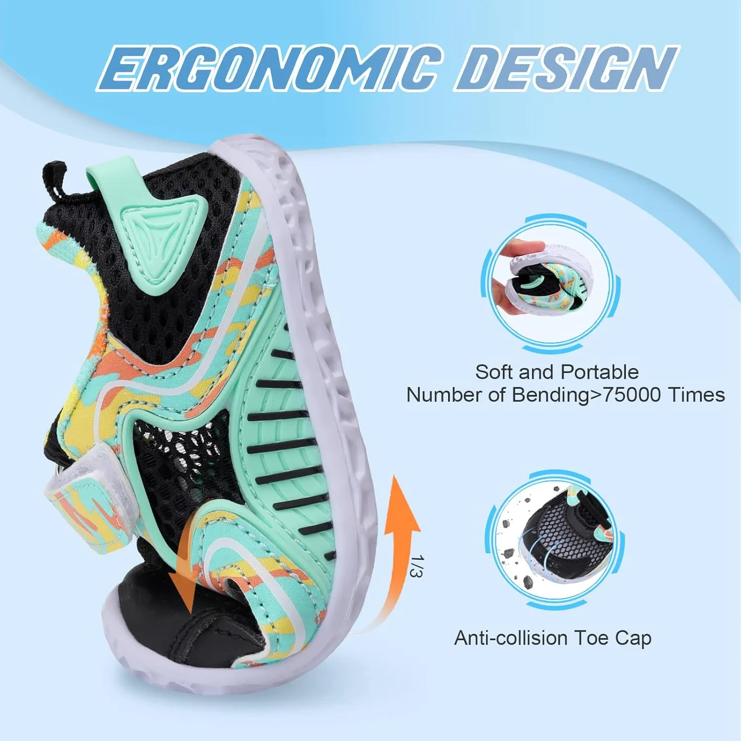 L-RUN Toddler Sneakers Boys Girls Barefoot Summer Walking Shoes Toddler Boy Tennis Shoes Mesh Lightweight