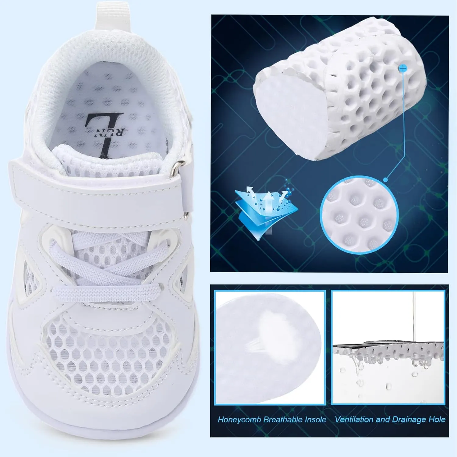 L-RUN Toddler Sneakers Boys Girls Barefoot Summer Walking Shoes Toddler Boy Tennis Shoes Mesh Lightweight