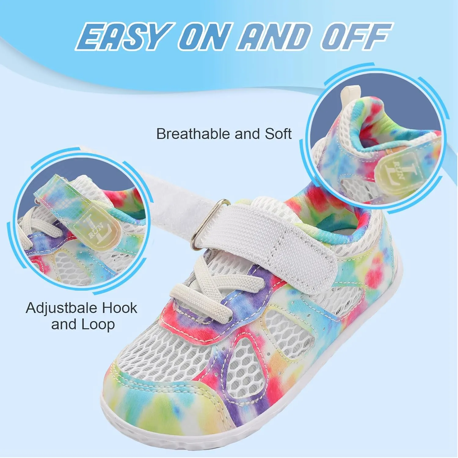 L-RUN Toddler Sneakers Boys Girls Barefoot Summer Walking Shoes Toddler Boy Tennis Shoes Mesh Lightweight