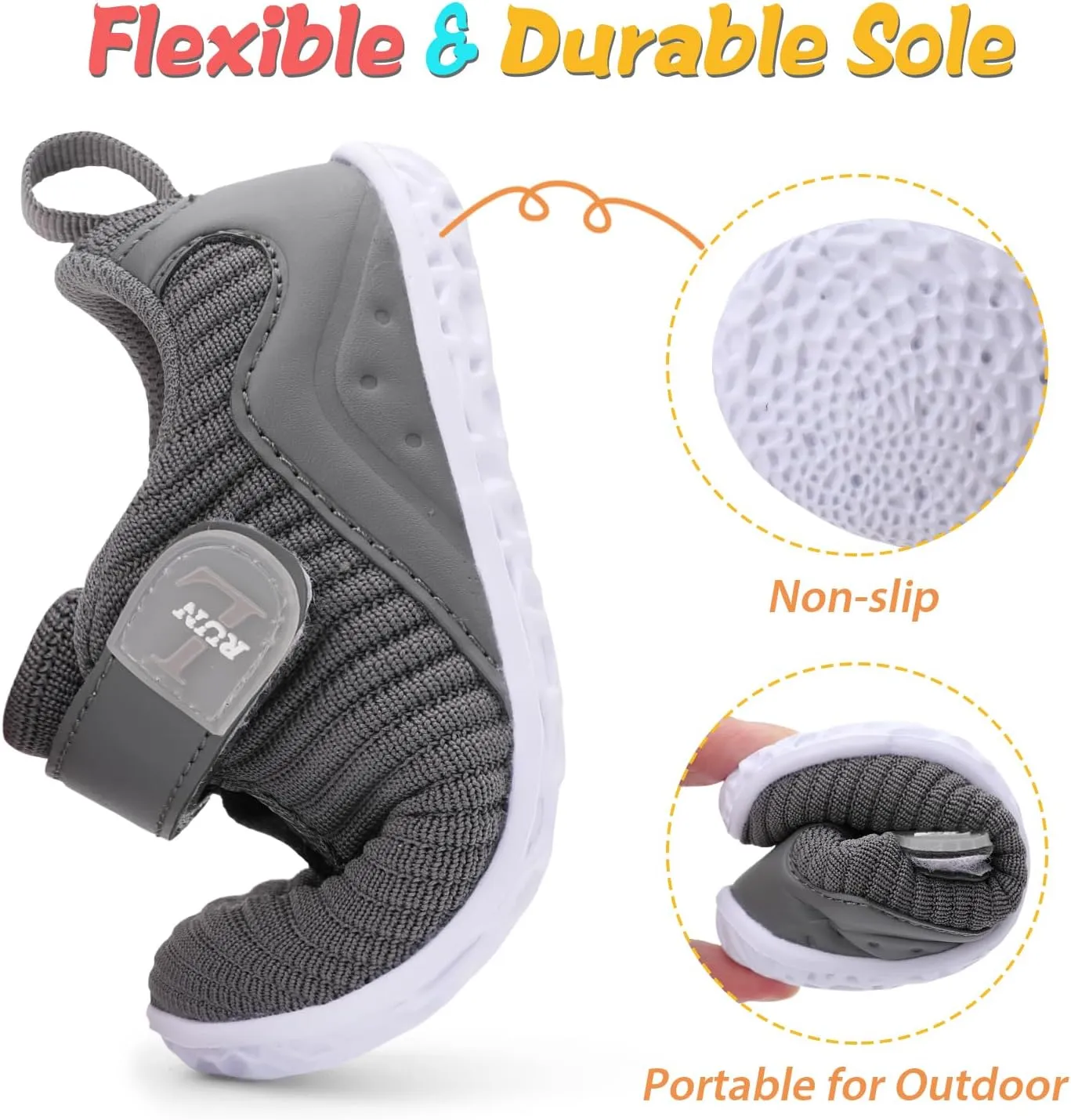 L-RUN Toddler Sneakers Boys Girls Lightweight Shoes Knit Kids Walking Shoes for Indoor Outdoor