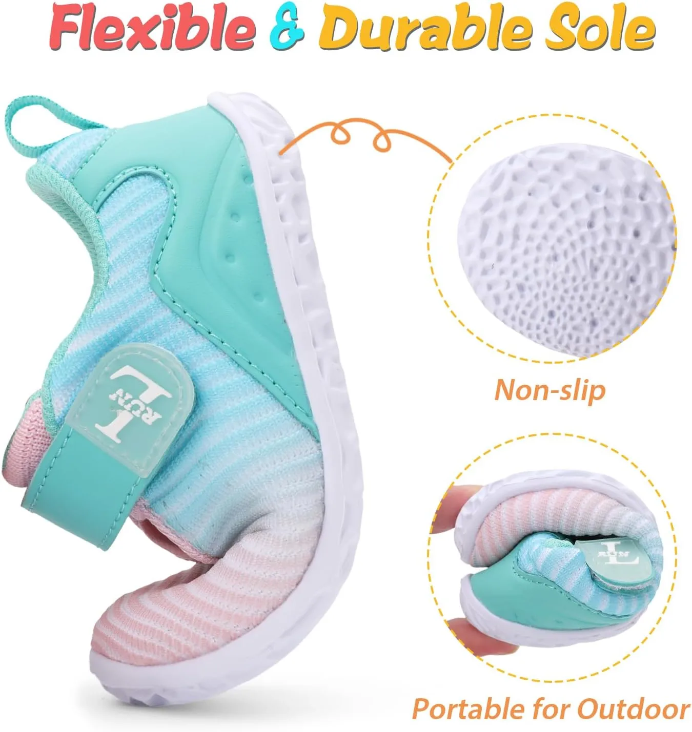 L-RUN Toddler Sneakers Boys Girls Lightweight Shoes Knit Kids Walking Shoes for Indoor Outdoor