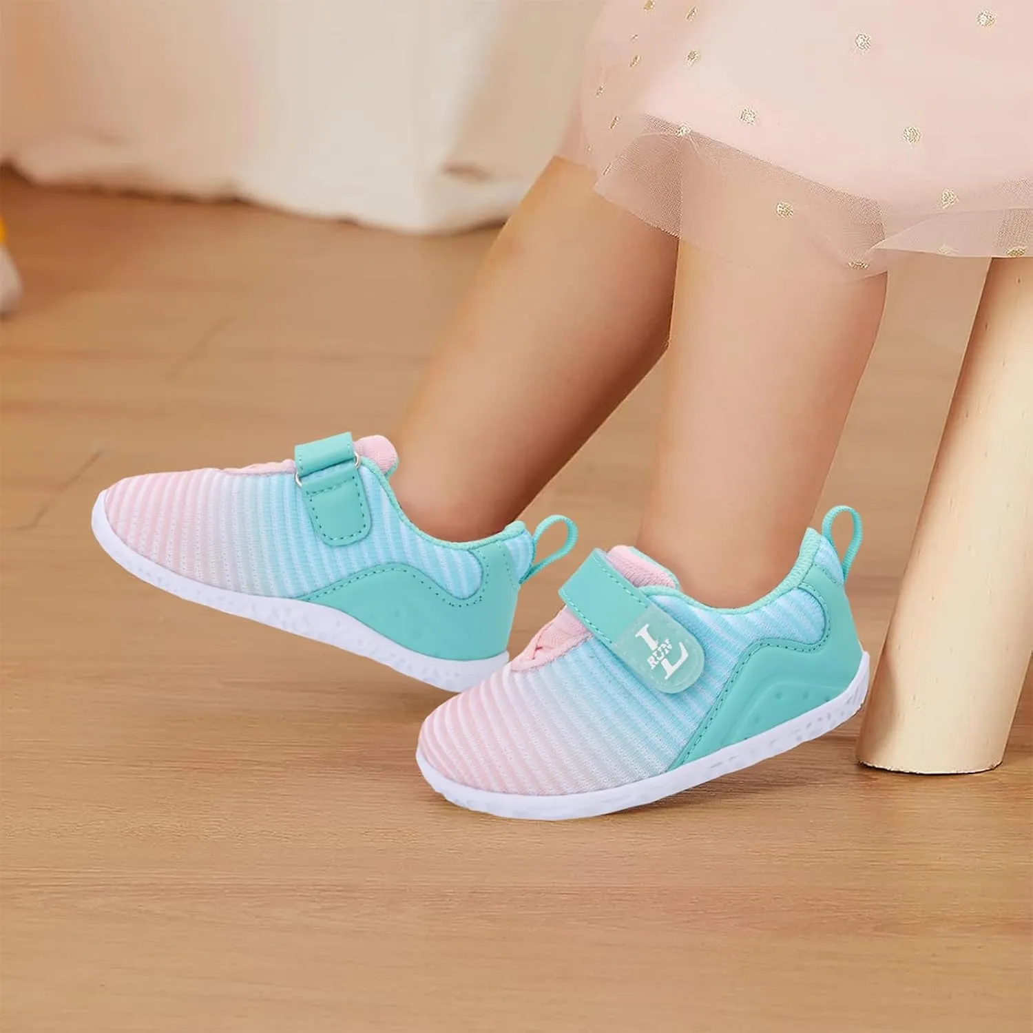 L-RUN Toddler Sneakers Boys Girls Lightweight Shoes Knit Kids Walking Shoes for Indoor Outdoor
