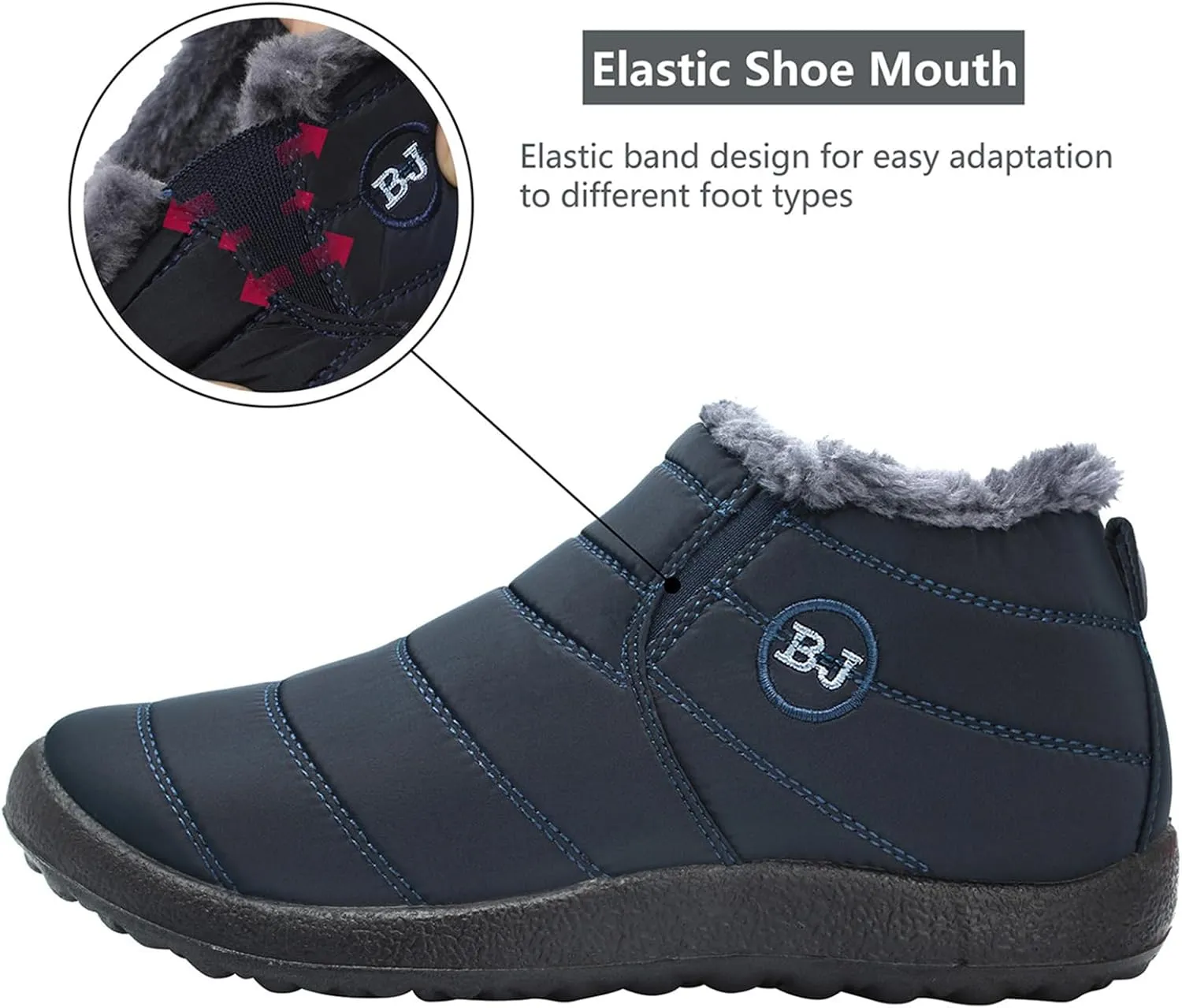 L-RUN Womens Winter Snow Boots Fur Lined Warm Ankle Boots Slip on Men's Snow Ankle Boots Lightweight Outdoor Footwear