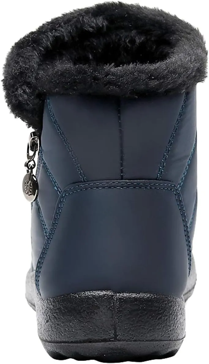 L-RUN Womens Winter Snow Boots Fur Lined Warm Ankle Boots Slip on Men's Snow Ankle Boots Lightweight Outdoor Footwear