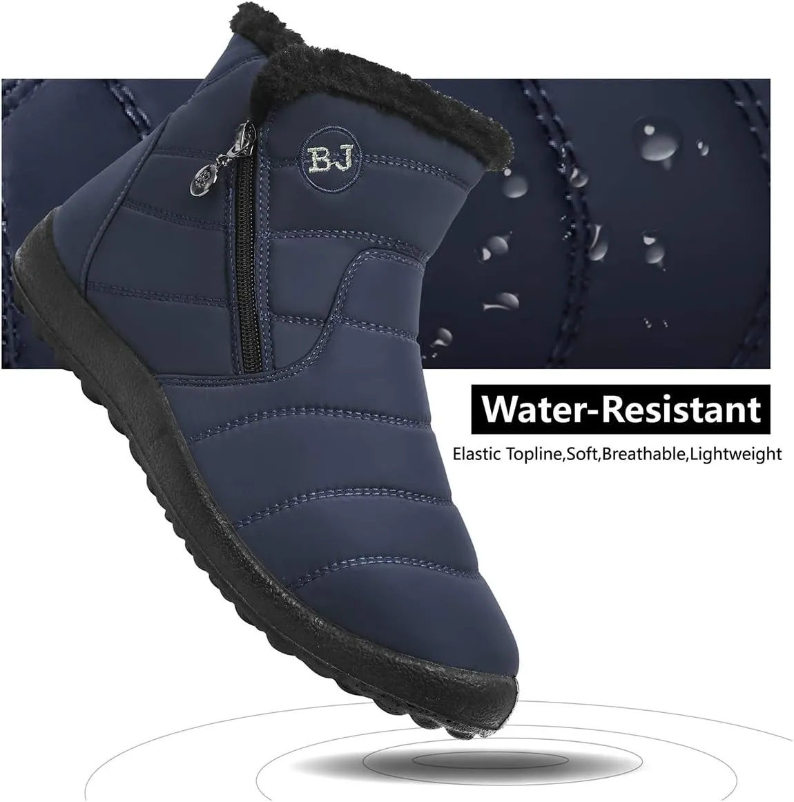 L-RUN Womens Winter Snow Boots Fur Lined Warm Ankle Boots Slip on Men's Snow Ankle Boots Lightweight Outdoor Footwear