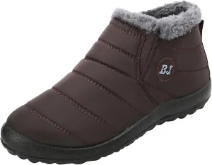 L-RUN Womens Winter Snow Boots Fur Lined Warm Ankle Boots Slip on Men's Snow Ankle Boots Lightweight Outdoor Footwear