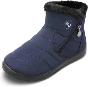 L-RUN Womens Winter Snow Boots Fur Lined Warm Ankle Boots Slip on Men's Snow Ankle Boots Lightweight Outdoor Footwear