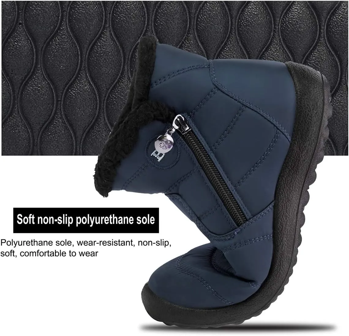 L-RUN Womens Winter Snow Boots Fur Lined Warm Ankle Boots Slip on Men's Snow Ankle Boots Lightweight Outdoor Footwear